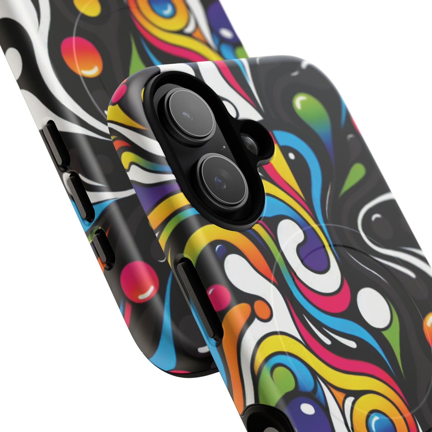 Vibrant Yin Yang Pop Splash Tough Magnetic iPhone Cases, Bold Artwork, Customizable Protection, Gift for Tech Lovers, Colorful iPhone Accessories