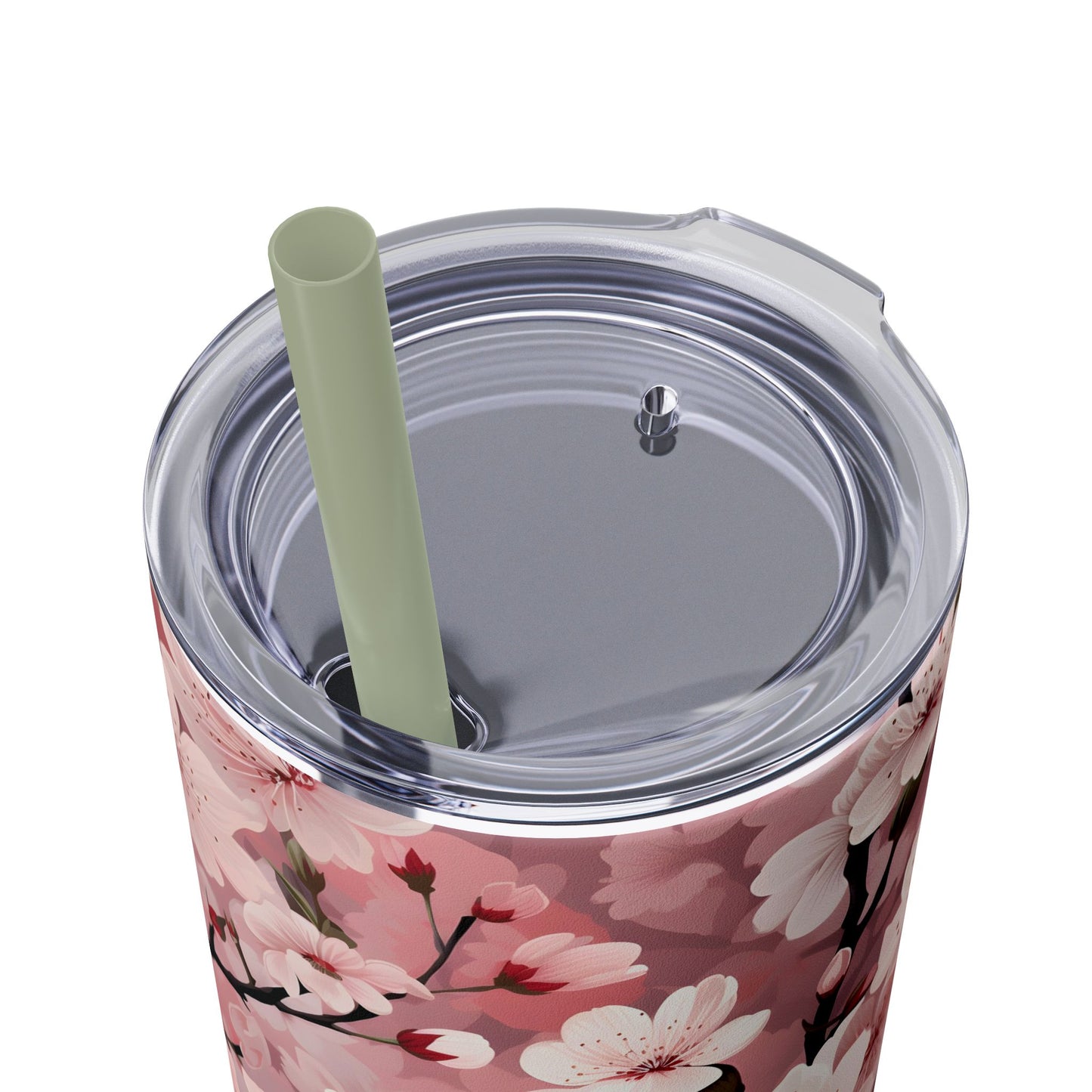 Cherry Blossom Skinny Tumbler with Straw - 20oz Floral Drinkware