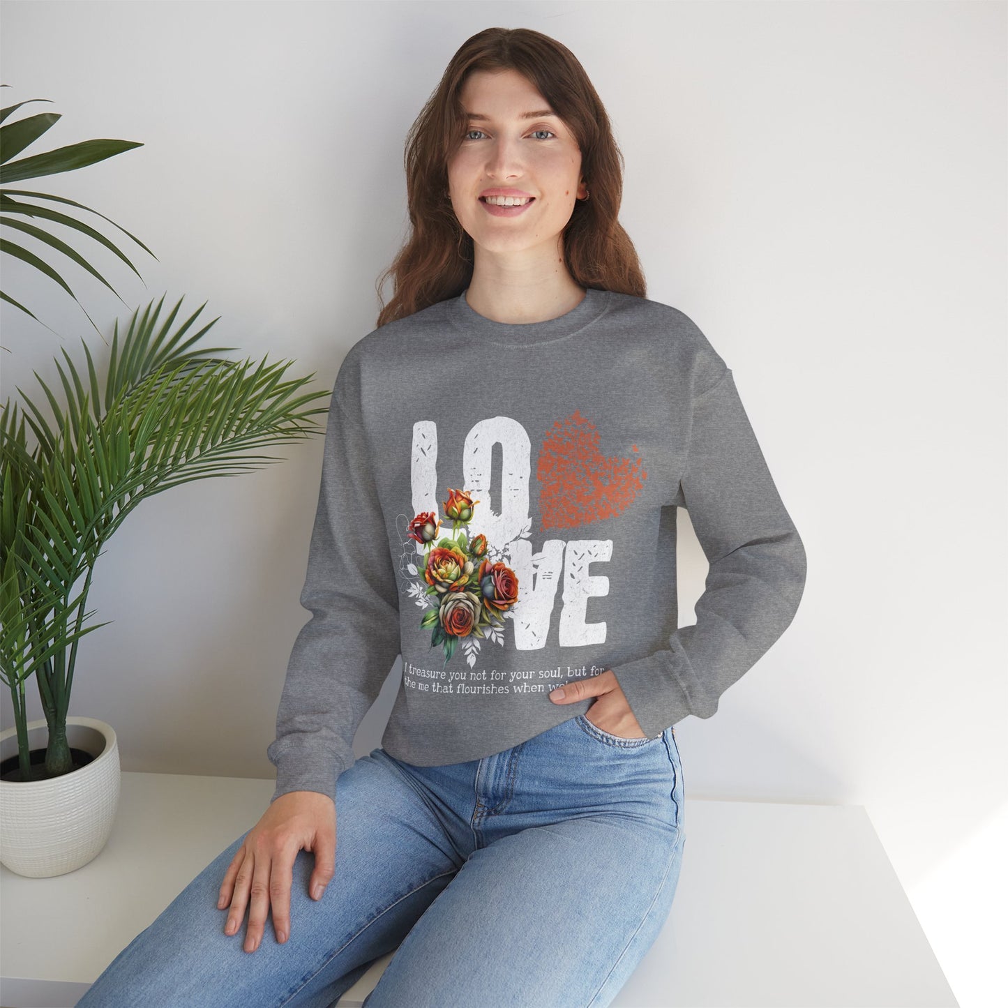 Love Always Gildan Crewneck Sweatshirt - Floral Design for Couples