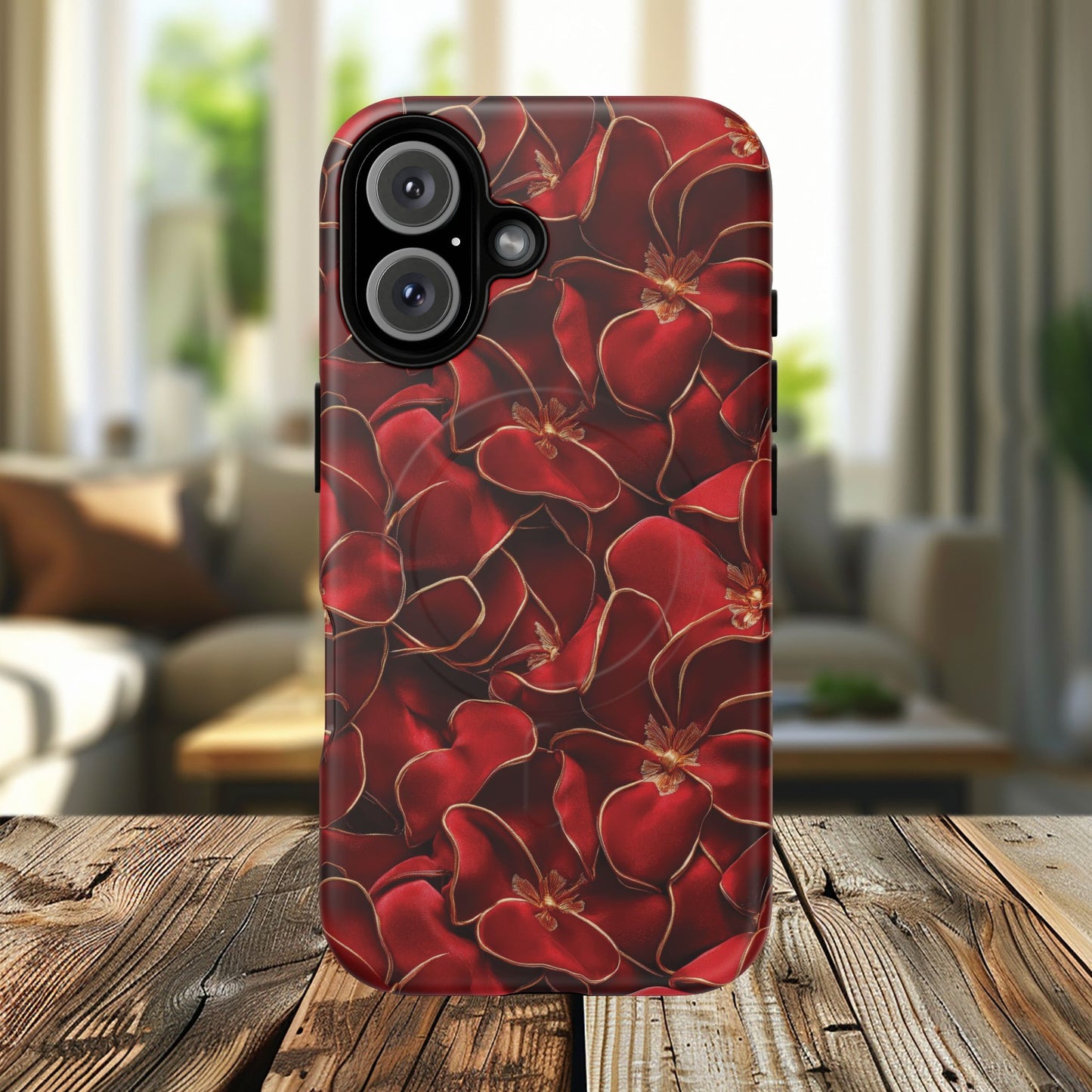 Crimson Bloom Tough iPhone Magnetic Case, Protective iPhone Case, Stylish iPhone Cover, Gift for Her, Mother's and Birthday Gifts, Unique Floral Accessories