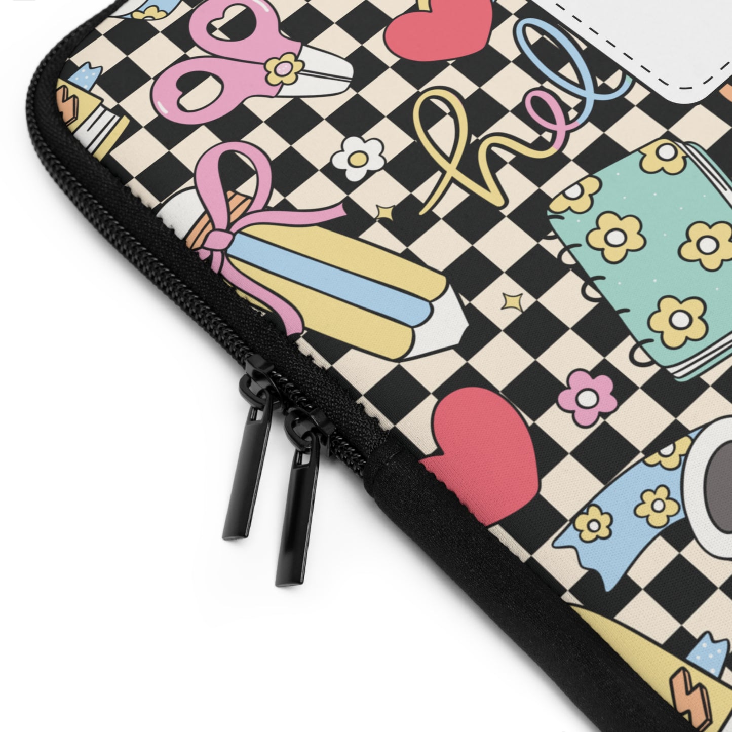 Personalized Black Doodle Daydream Laptop Sleeve with Composition Book Inspired Design, Customizable Tech Case, School Supplies, Gift for Students, College Essentials, Back to School