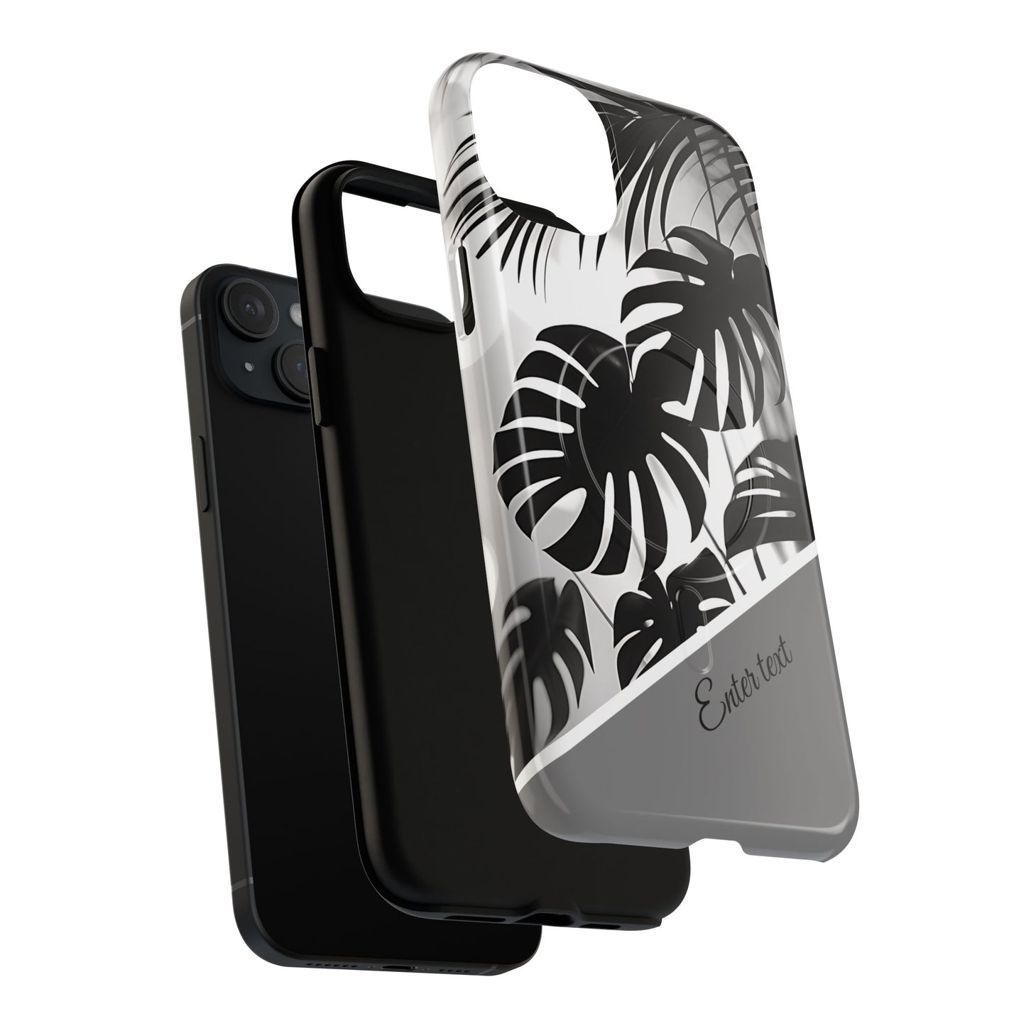 Personalized Monochrome Monstera Tropical Phone Case - Tough Magnetic MagSafe® Cases, Gifts for Nature Lovers, Stylish Phone Accessories, Gifts for Her.