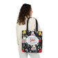 Personalized Black Composition Book Inspired Canvas Tote Bag with Colorful Straps, Cute School Bag, Eco-Friendly Tote, Back to School Shopping Bag, Teacher Gift Idea