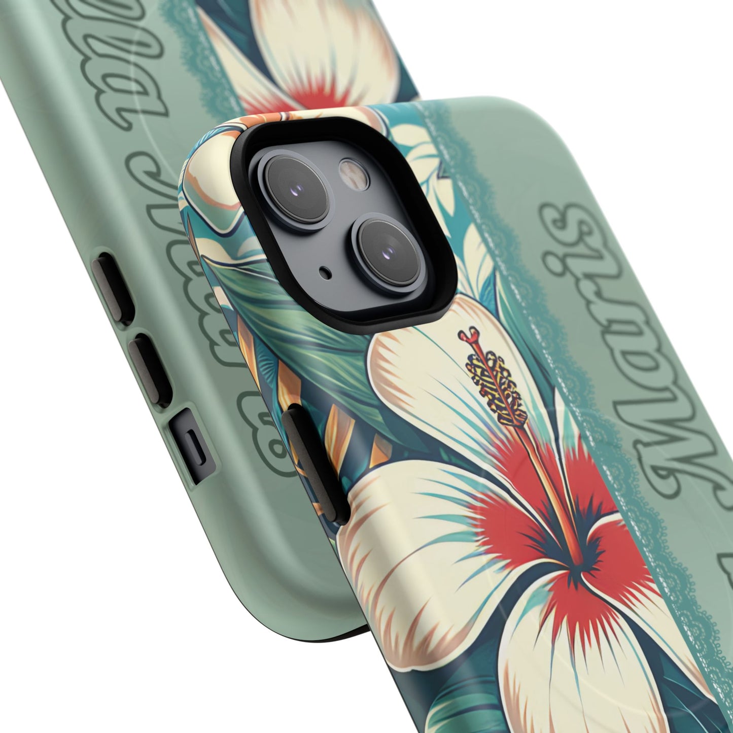 Personalized Tropical Floral Phone Case – Stylish Tough Magnetic Cases for iPhone, Customizable with Names, Perfect Gift for Nature Lovers