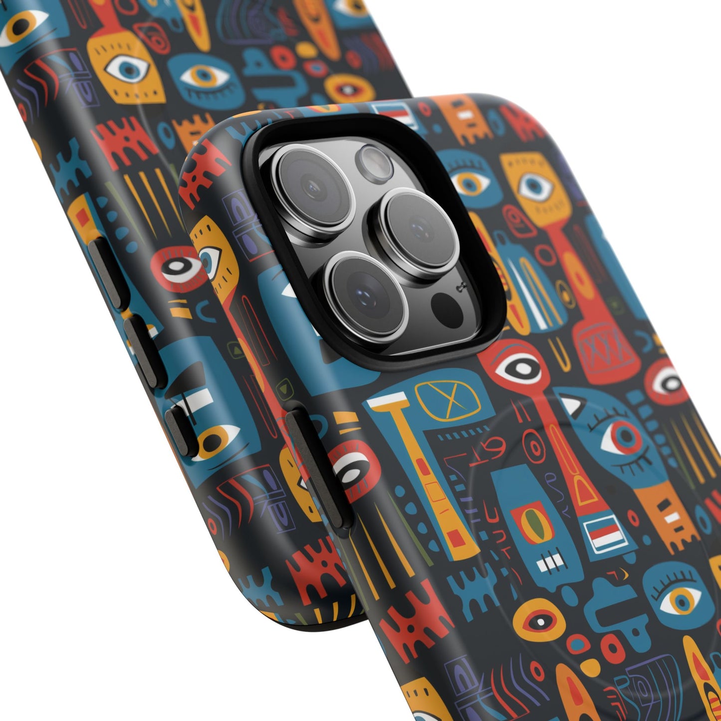 Urban Totem Vibe Tough iPhone Magnetic Case, Colorful Bohemian Art, Unique Gift for Him/Her, Holiday Accessory, iPhone Protection, MagSafe iPhone Case.