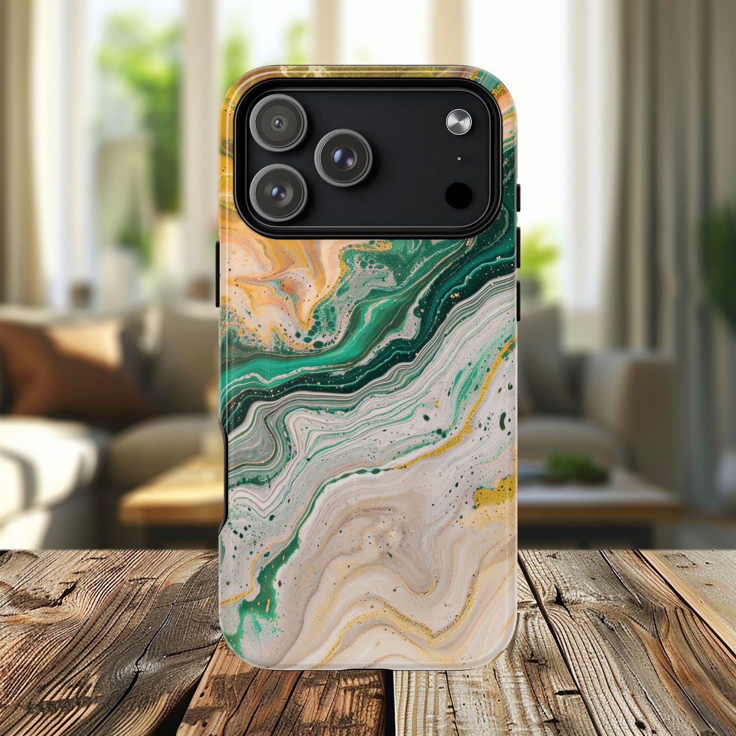 Magnetic iPhone Cases with Green Marble Design, Tough Magnetic Cases, iPhone Accessories, Gift for Her, Trendy iPhone Cover