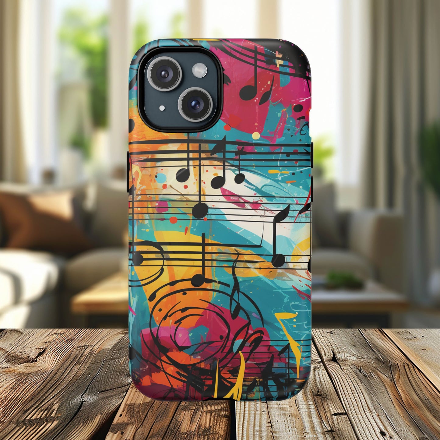Vibrant Music Note Phone Case, Tough Magnetic Case, Music Lover Gift, Colorful Phone Accessory, Customizable Phone Cover, Unique Gift Idea