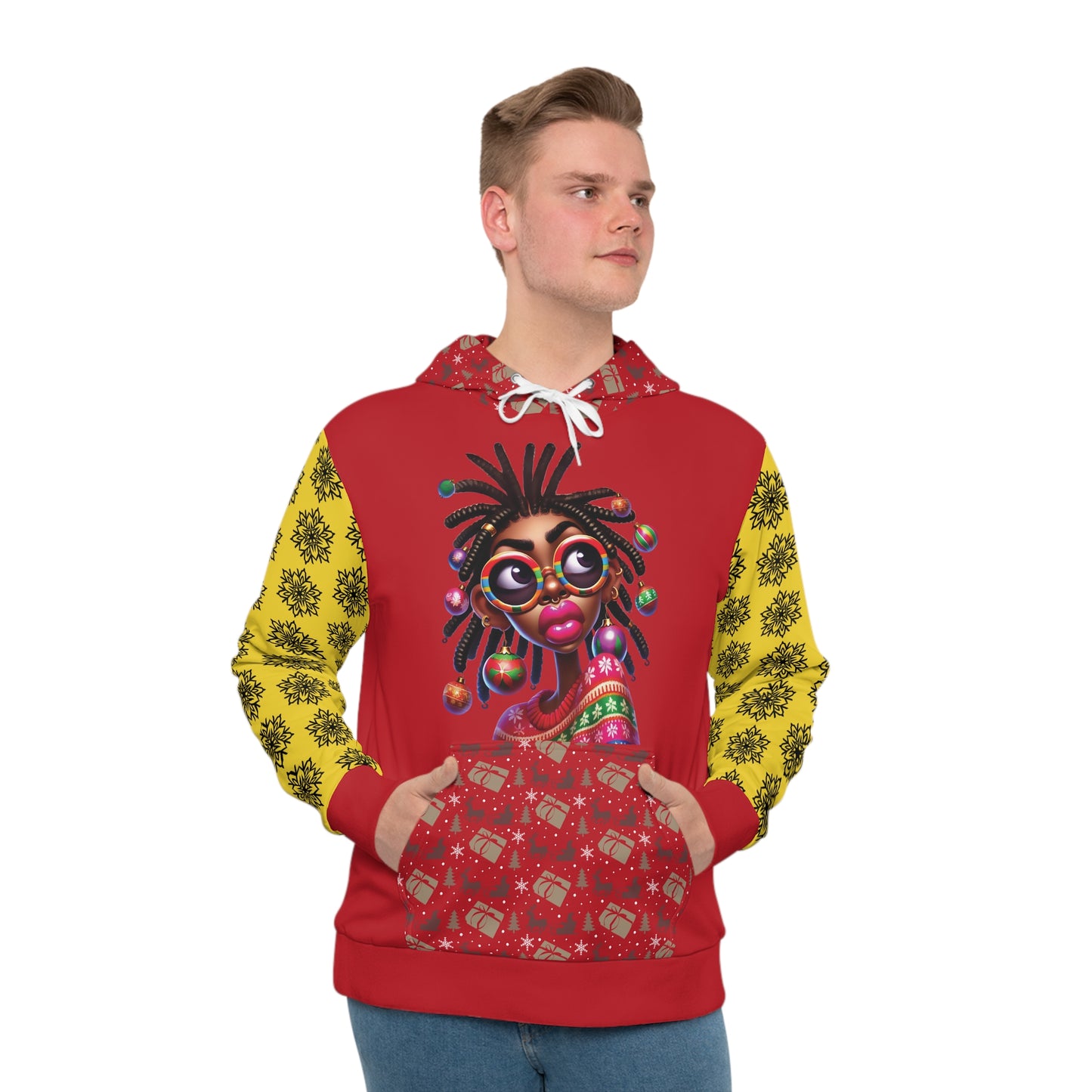 That Ugly Christmas Men's Hoodie with All-Over Print Design - Silky Smooth Polyester Fabric