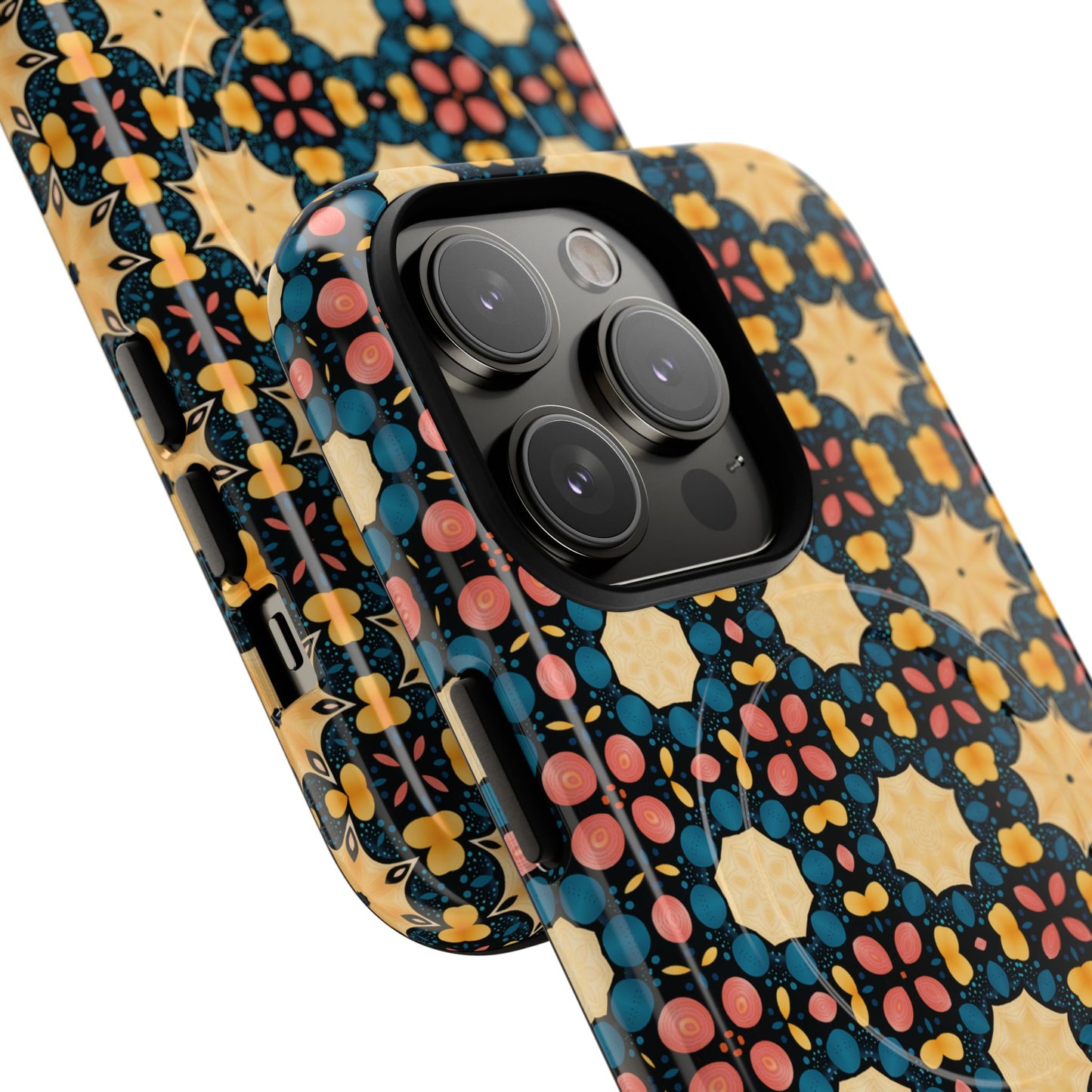 Celestial Spice Tiling Colorful Tough Magnetic iPhone Case, Unique iPhone Cover, Artistic Mobile Shell, Durable Design Accessory, Trendy Gift Idea, MagSafe® iPhone Case.