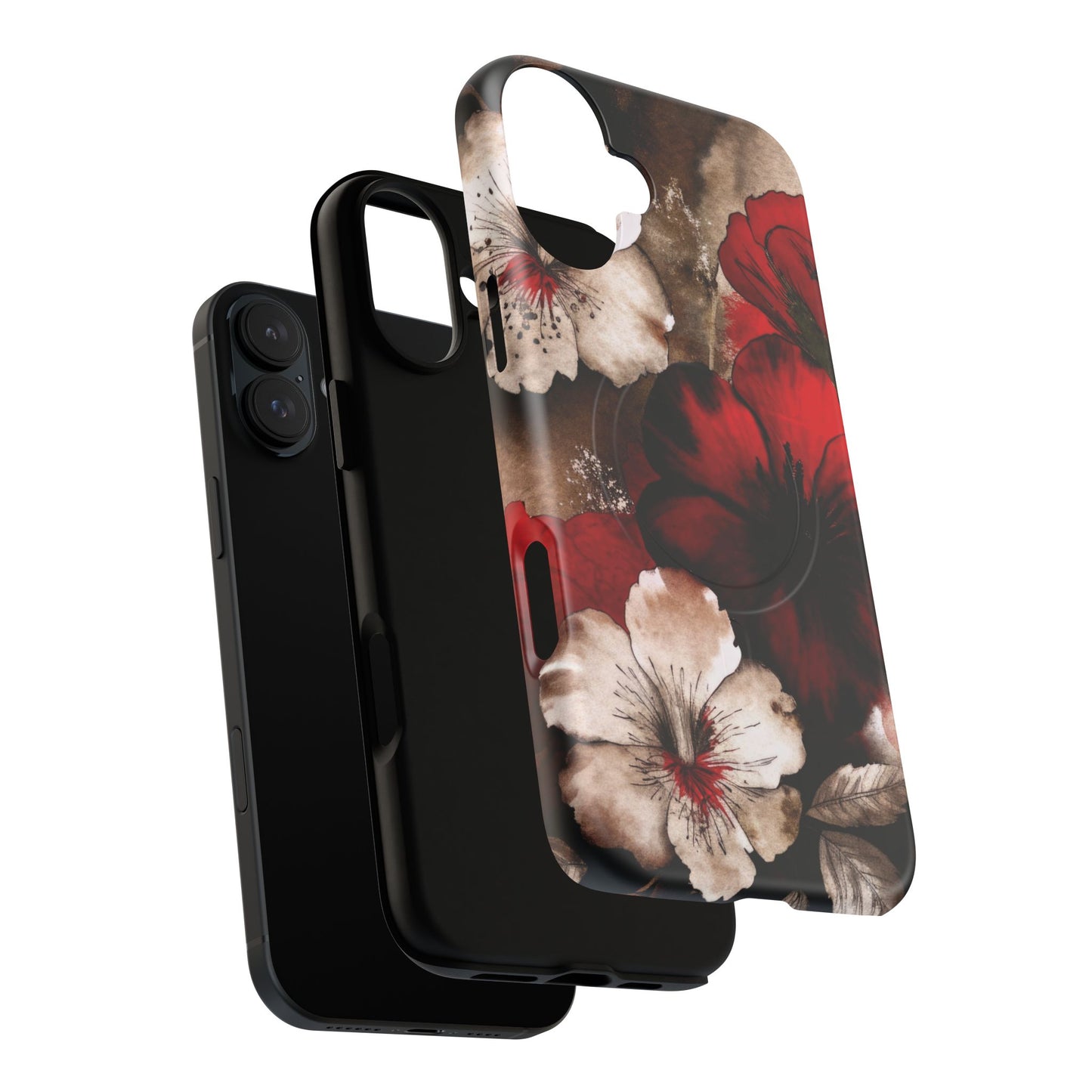 Crimson Noir Tough iPhone Magnetic Cases, Tough iPhone Protector, Stylish Floral Design, Gift for Her, Floral Accessories