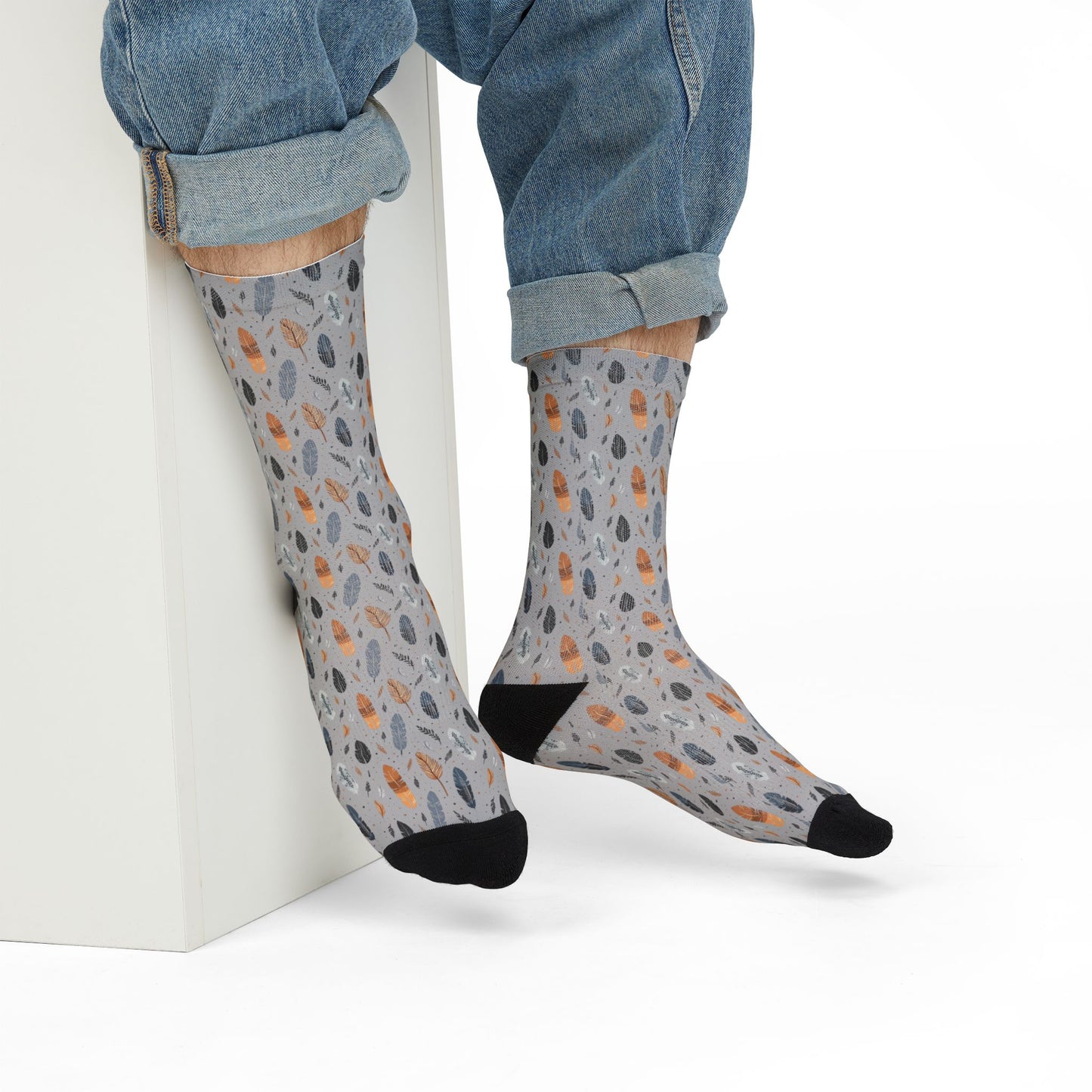 Whispering Fathers Grey Sublimation Crew Socks