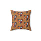 Brown Patchwork Heart Spun Polyester Square Pillow