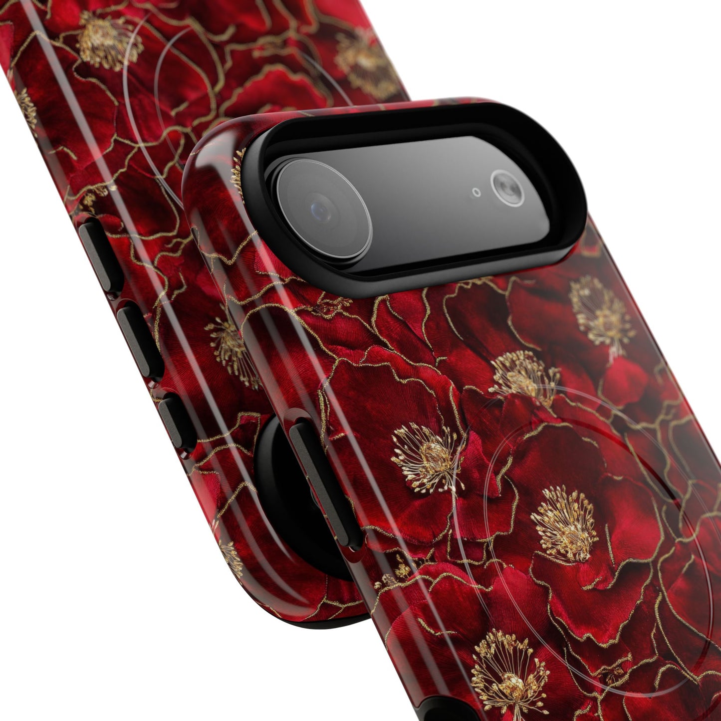 Midnight Poppy Luxe Tough iPhone Magnetic Case, Unique Flower iPhone Cover, Durable Floral Design, Gift for Her, Gift for Mother's.
