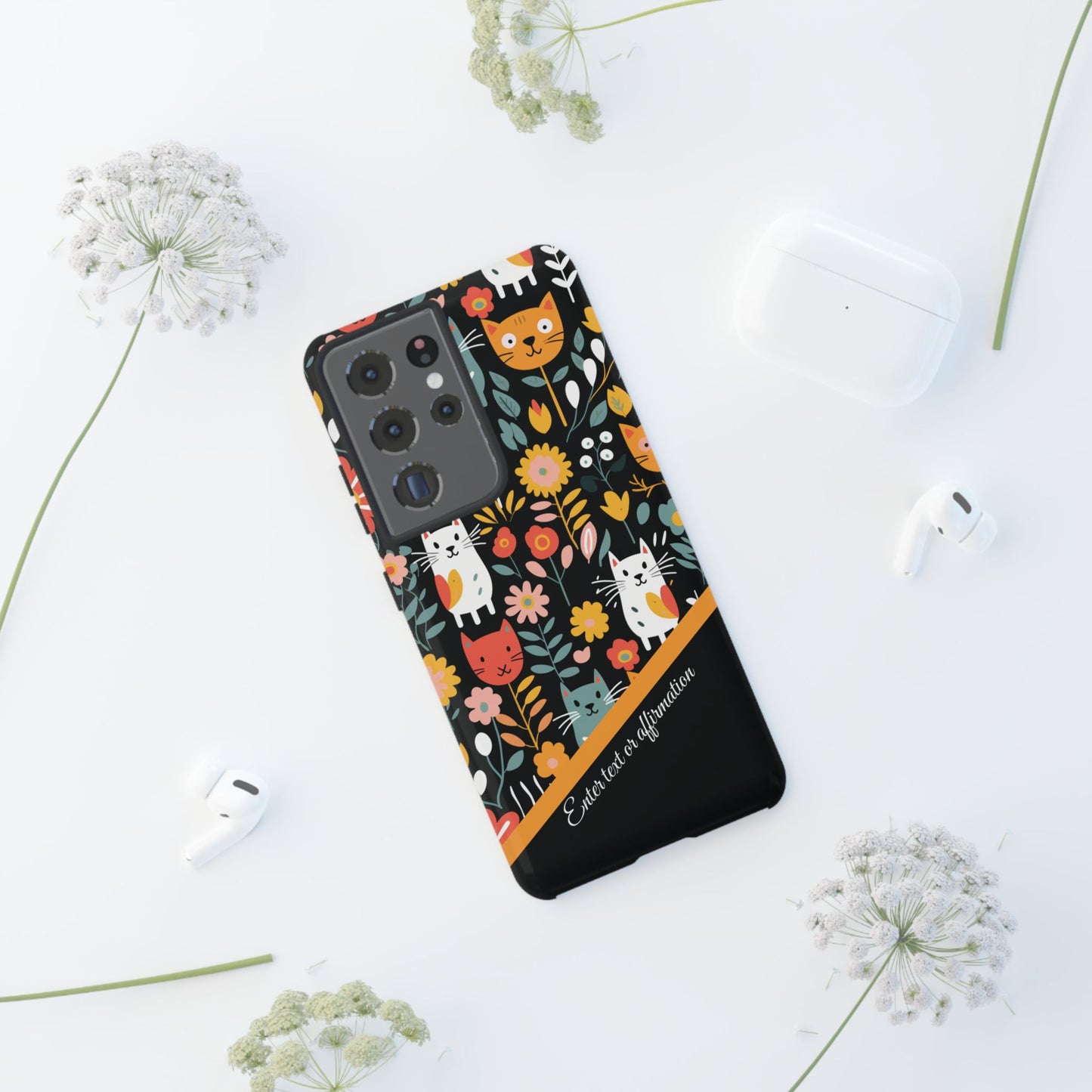 Personalized Whimsical Feline Garden Google and Samsung Tough Cases