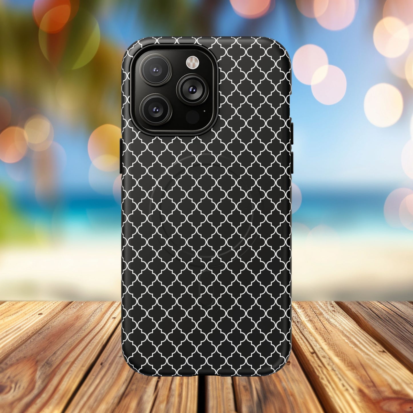 Noir Mosaic Tough iPhone Magnetic Case, Geometric Patterned Case, Durable iPhone Cover, Unique Tech Accessories, Perfect Gift for Him/Her