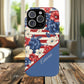 Personalized Stars, Stripes & Petals Tough Magnetic MagSafe Case, Patriotic Cover, Floral Design, Durable Protection, Gift for Her, Summer Vibes