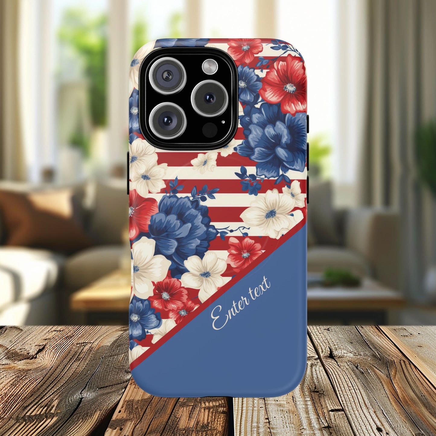 Personalized Stars, Stripes & Petals Tough Magnetic MagSafe Case, Patriotic Cover, Floral Design, Durable Protection, Gift for Her, Summer Vibes