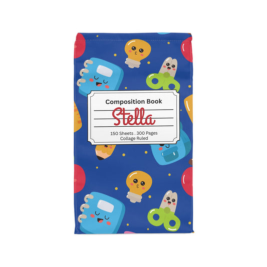 Custom Blue Kawaii Composition Book Inspired Stylish Polyester Lunch Box for Kids - Perfect for School, Picnics, or Snacks | Personalized ABC Design, Back to School, Family [...]