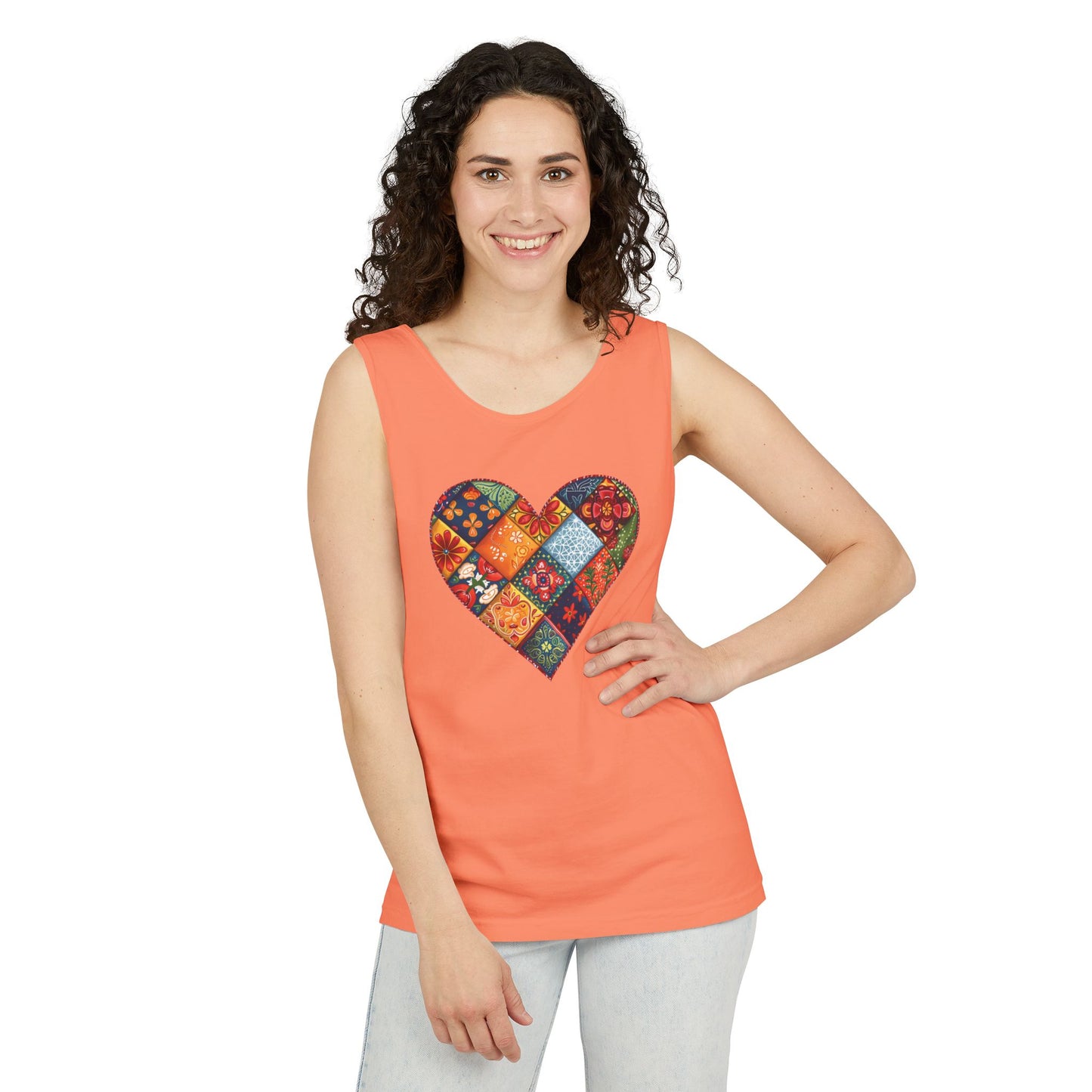 Patched Hearts Unisex Garment-Dyed Tank Top