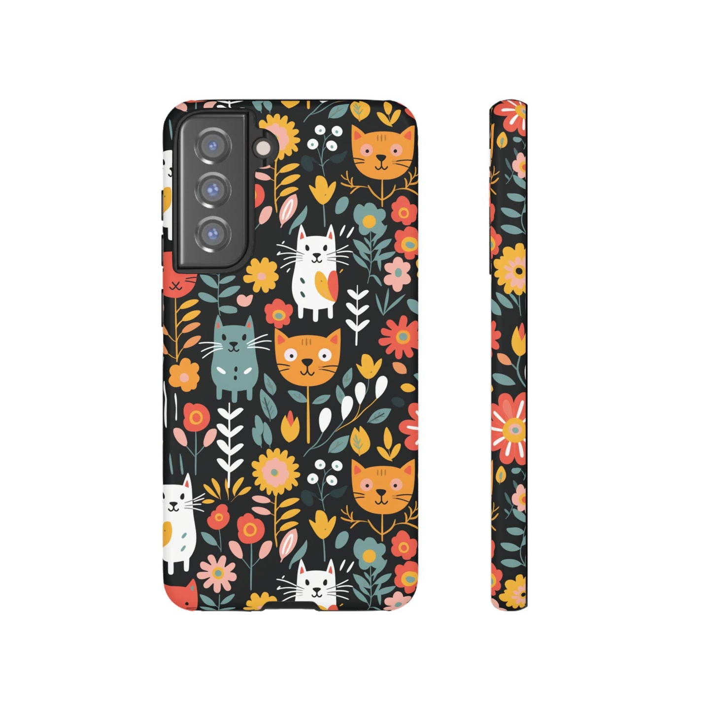 Whimsical Feline Garden iPhone, Samsung or Google Pixel Tough Cases