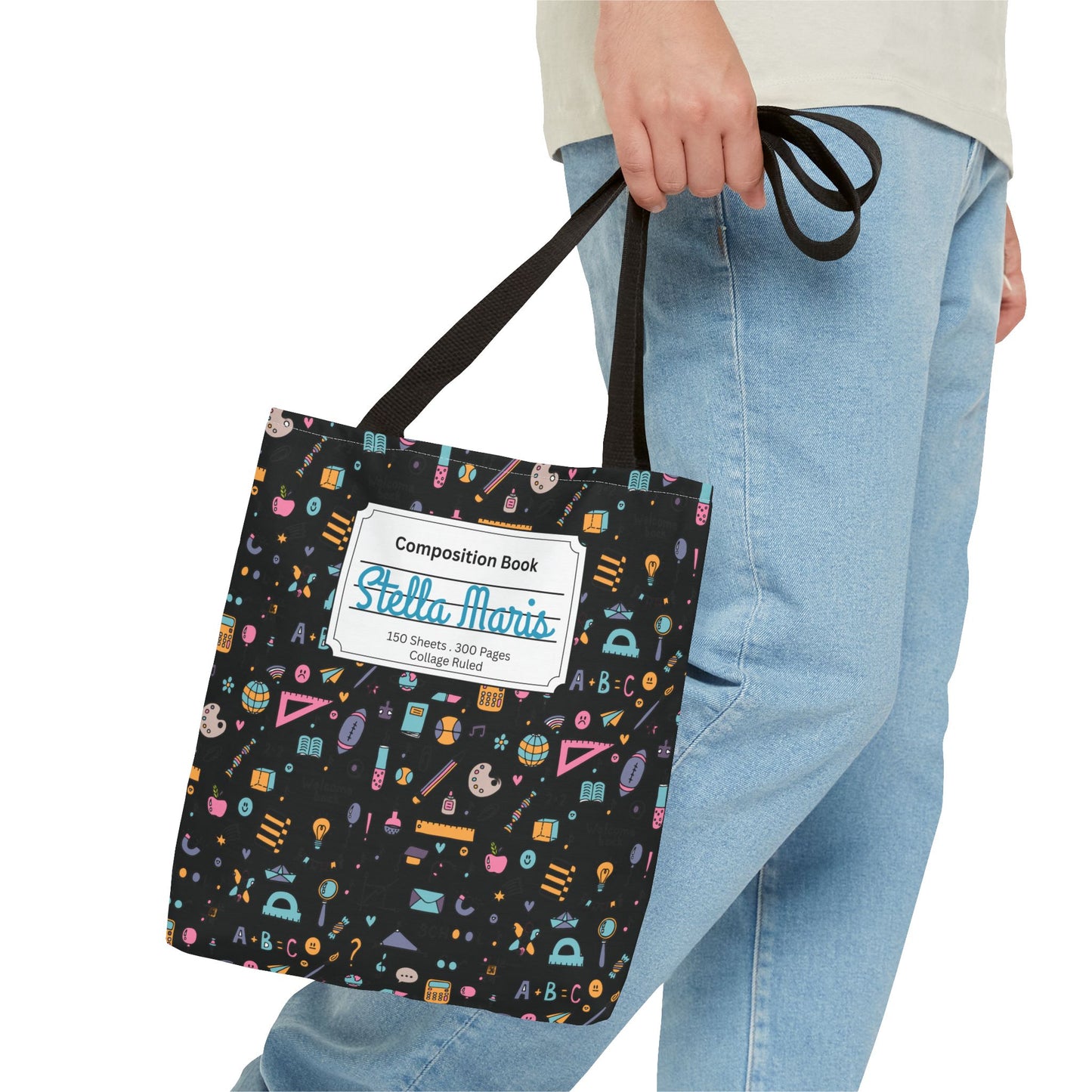 Personalized Chalkboard Chic Composition Book Inspired Tote Bag, Back to School Tote, Teacher Gift, Kids Bag, Custom Name Bag, Educational Accessories, Back to School Tote Bag.