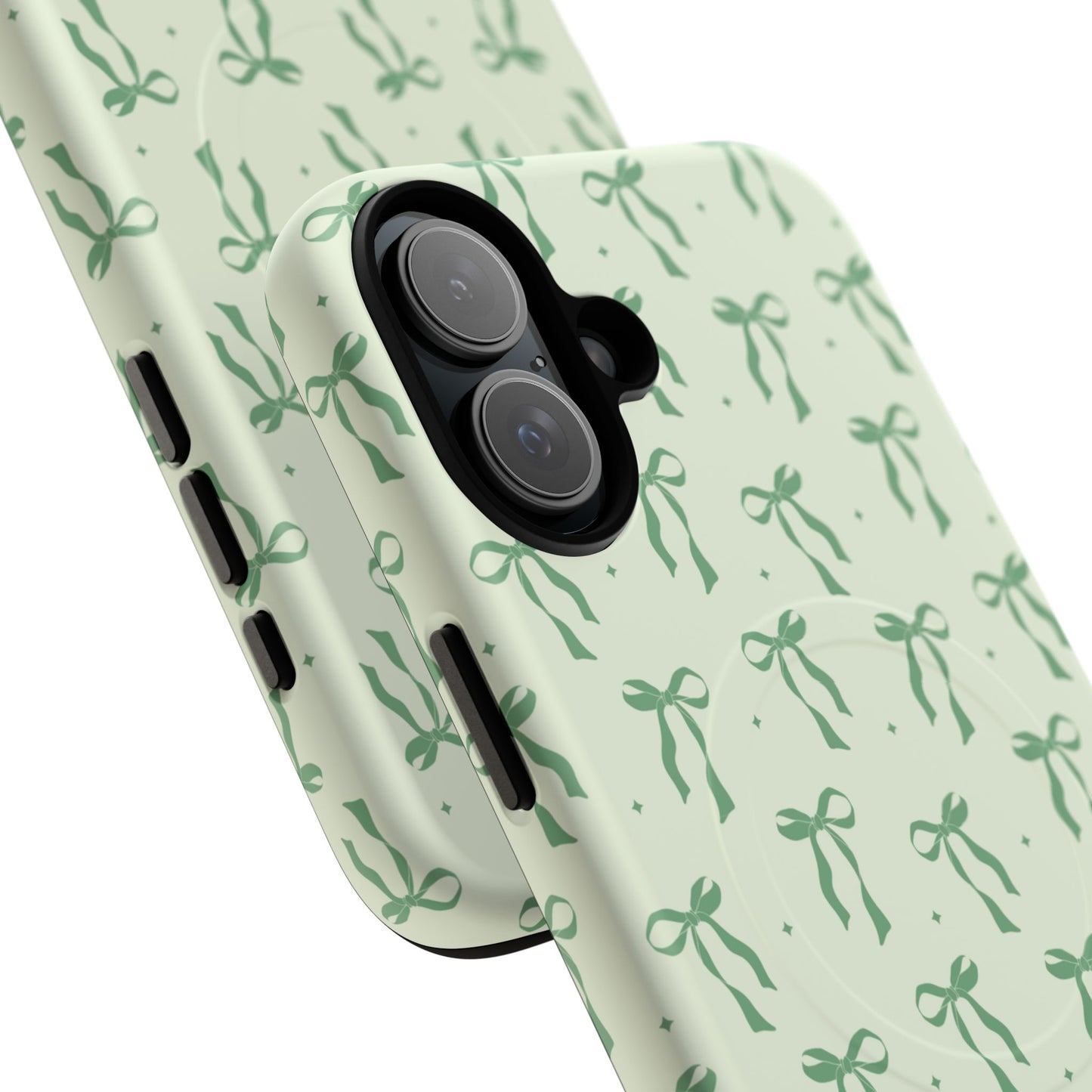 Elegant Ribbon iPhone Case, Stylish Magnetic iPhone Case, Chic iPhone Cover, Green Bow Design, Gift for Her, Everyday Essential, Coquette iPhone Case