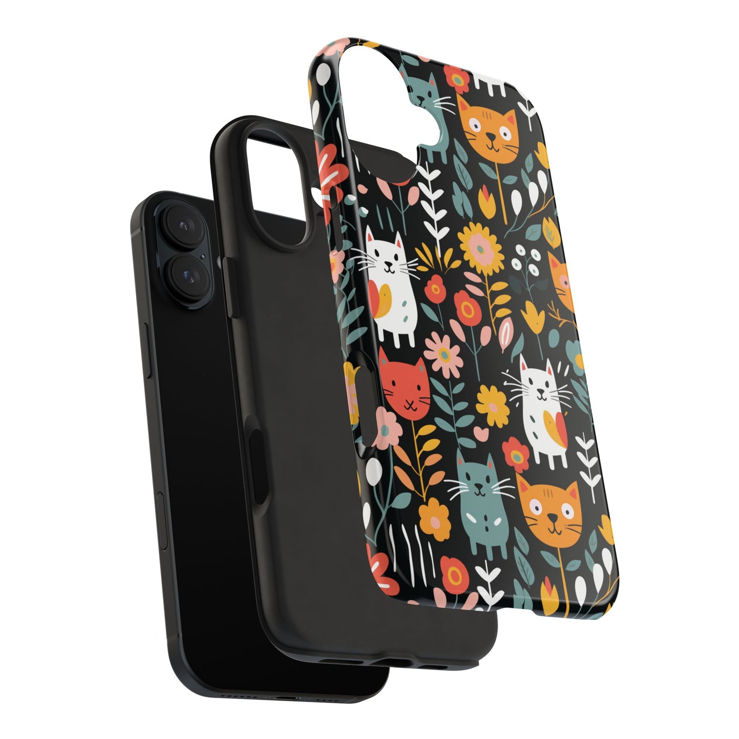 Whimsical Feline Garden iPhone and Samsung Tough Phone Cases,