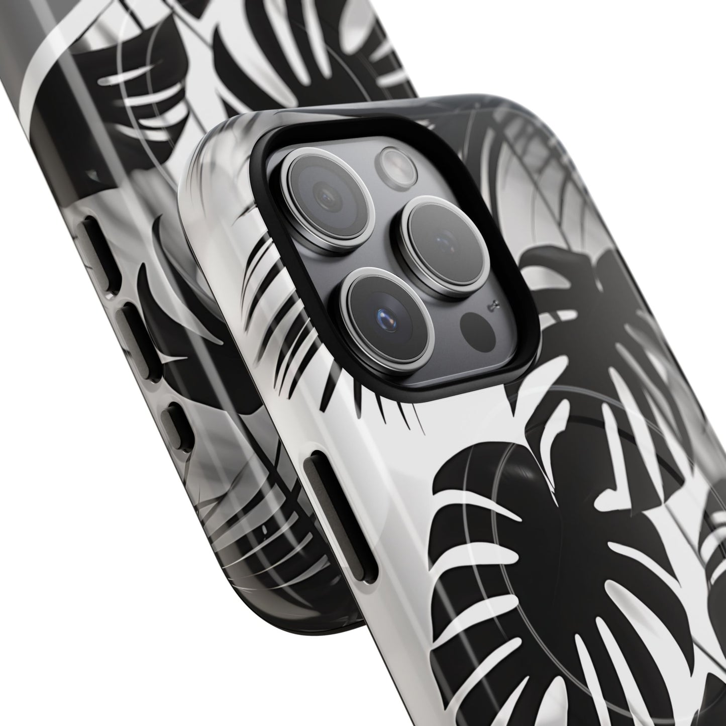 Personalized Monochrome Monstera Tropical Phone Case - Tough Magnetic MagSafe® Cases, Gifts for Nature Lovers, Stylish Phone Accessories, Gifts for Her.