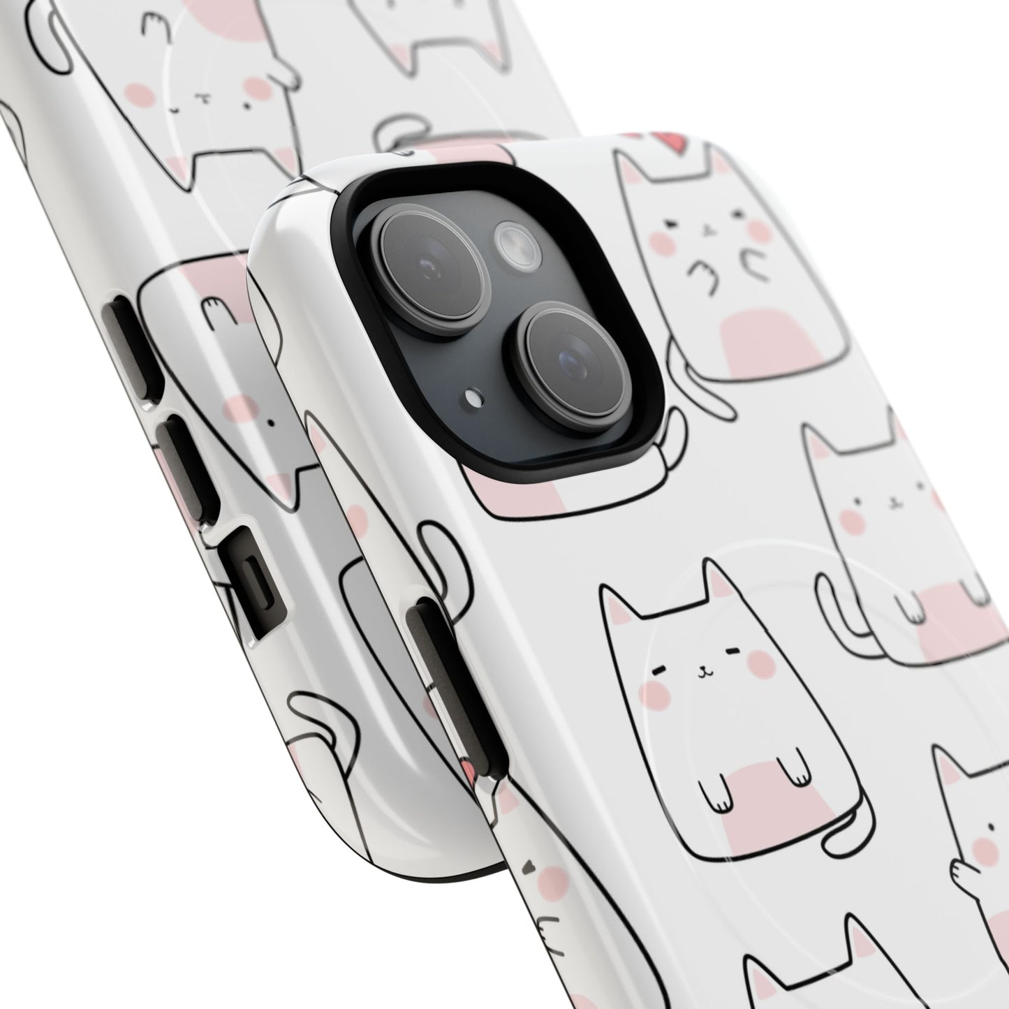 Cute Kawaii Cat Tough Magnetic iPhone Case, Cute Cat Lover Gift, Kawaii iPhone Cover, Tough iPhone Case, Unique Pet Themed Accessory,