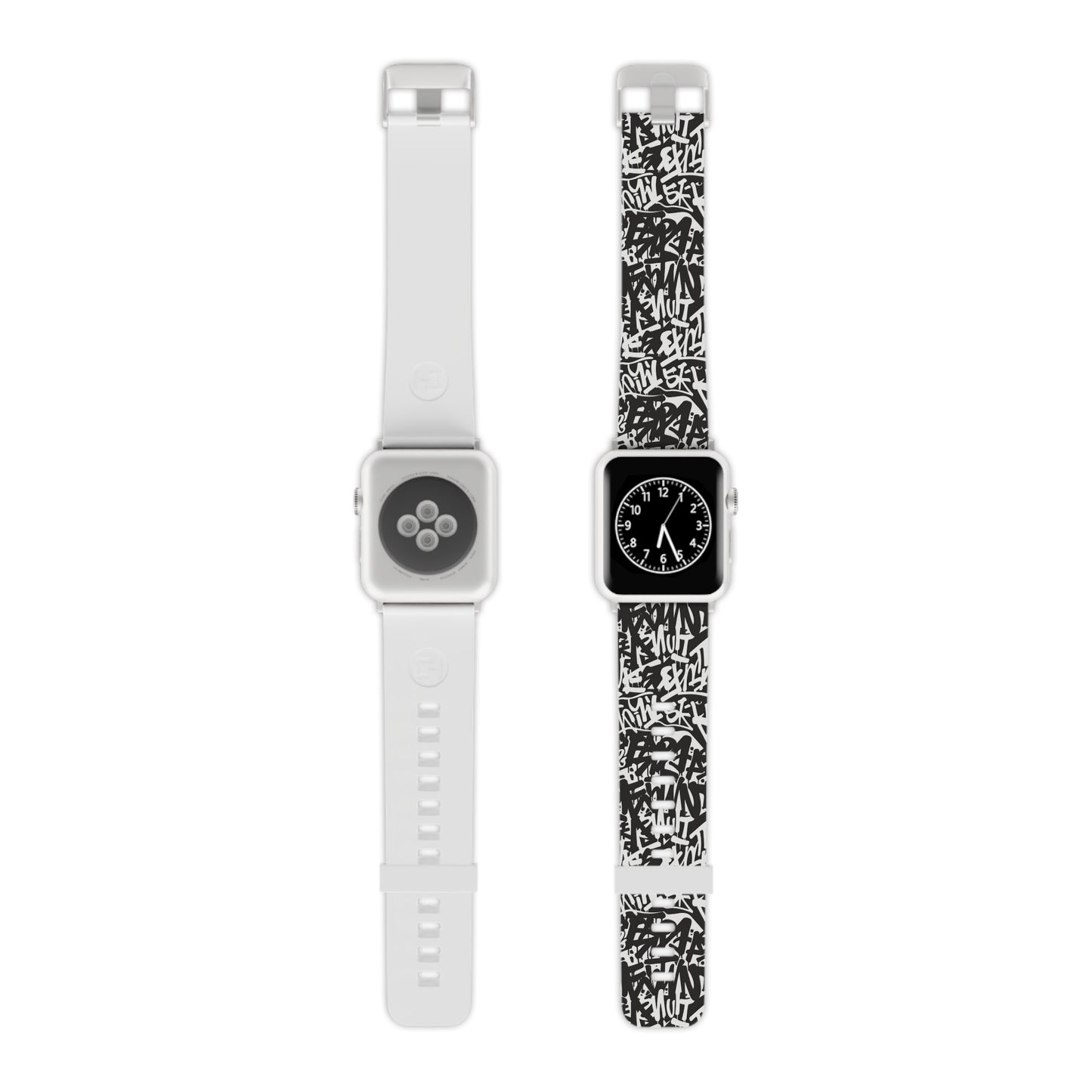 Urban Graffiti Trendy Apple Watch Band with Urban Design - Black and White Graffiti Style