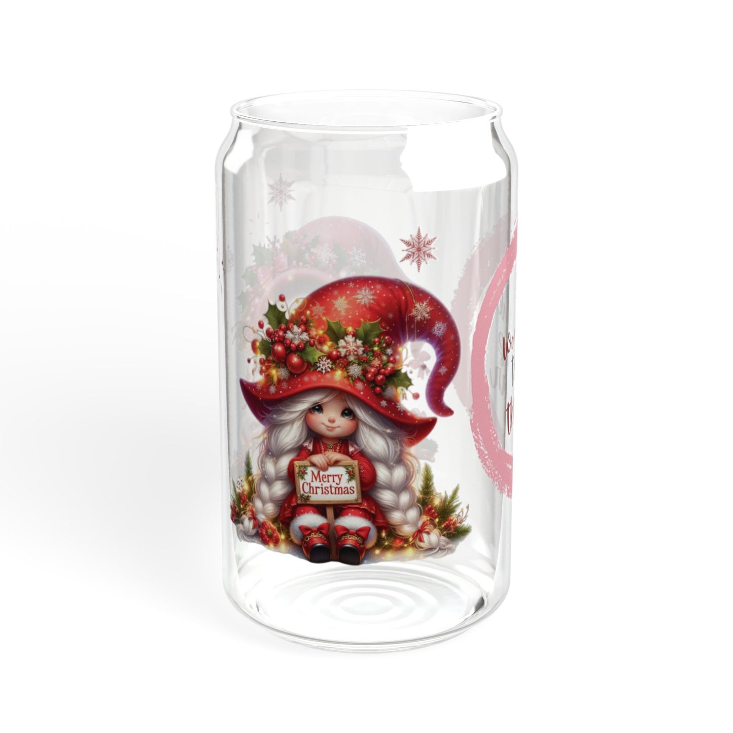 Christmas Gnome Sipper Glass, 16oz