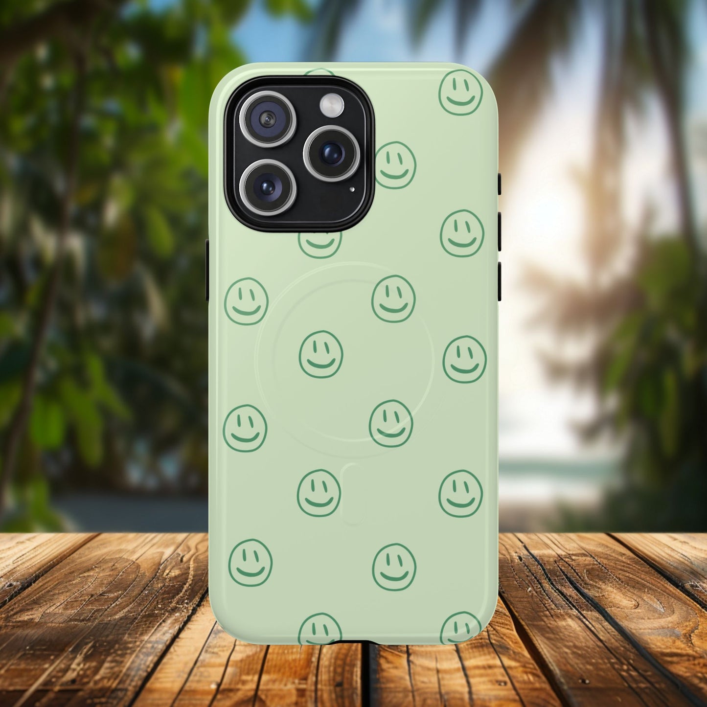 Green Smiley Face Magnetic iPhone Case