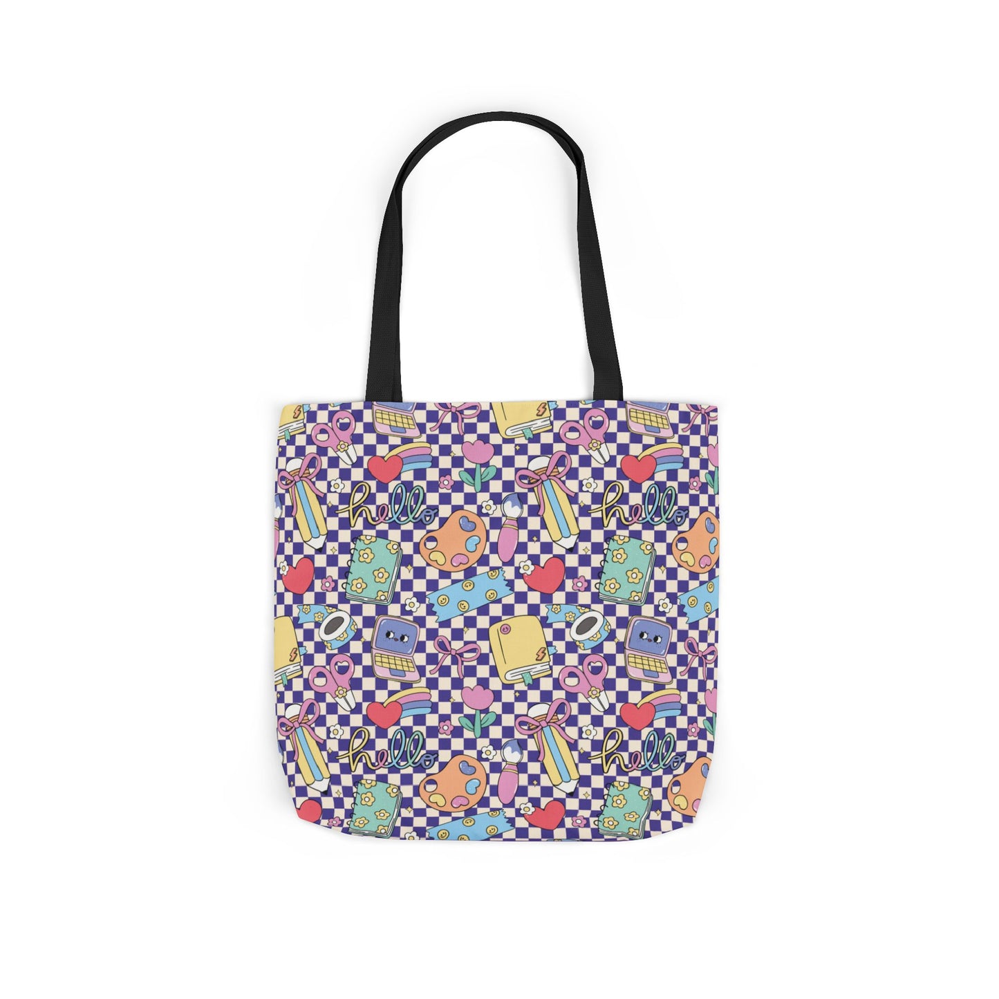 Personalized Purple Doodle Daydream Composition Book Inspired Canvas Tote Bag with Colorful Straps, Cute School Bag, Eco-Friendly Tote, Back to School Shopping Bag, Teacher Gift Idea