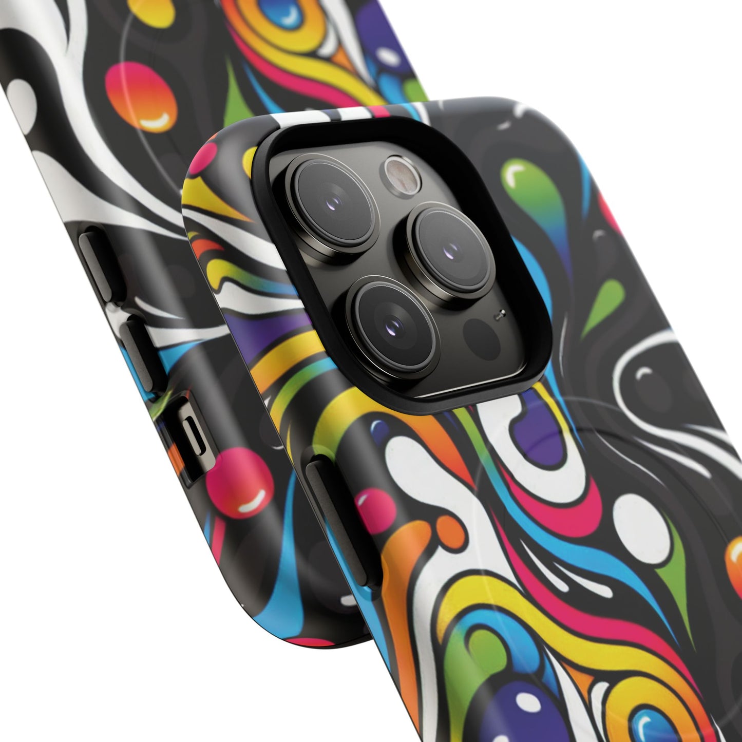 Vibrant Yin Yang Pop Splash Tough Magnetic iPhone Cases, Bold Artwork, Customizable Protection, Gift for Tech Lovers, Colorful iPhone Accessories