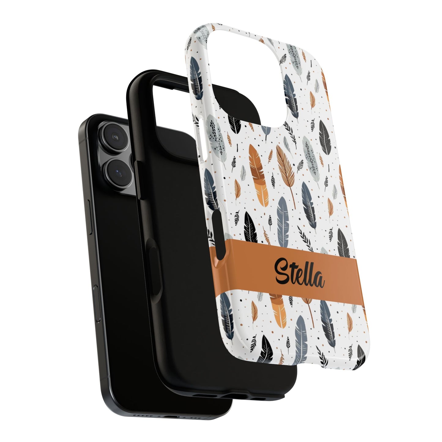 Personalized Whispering Feathers Samsung, Google Pixel and iPhone Case, Custom Name Case.