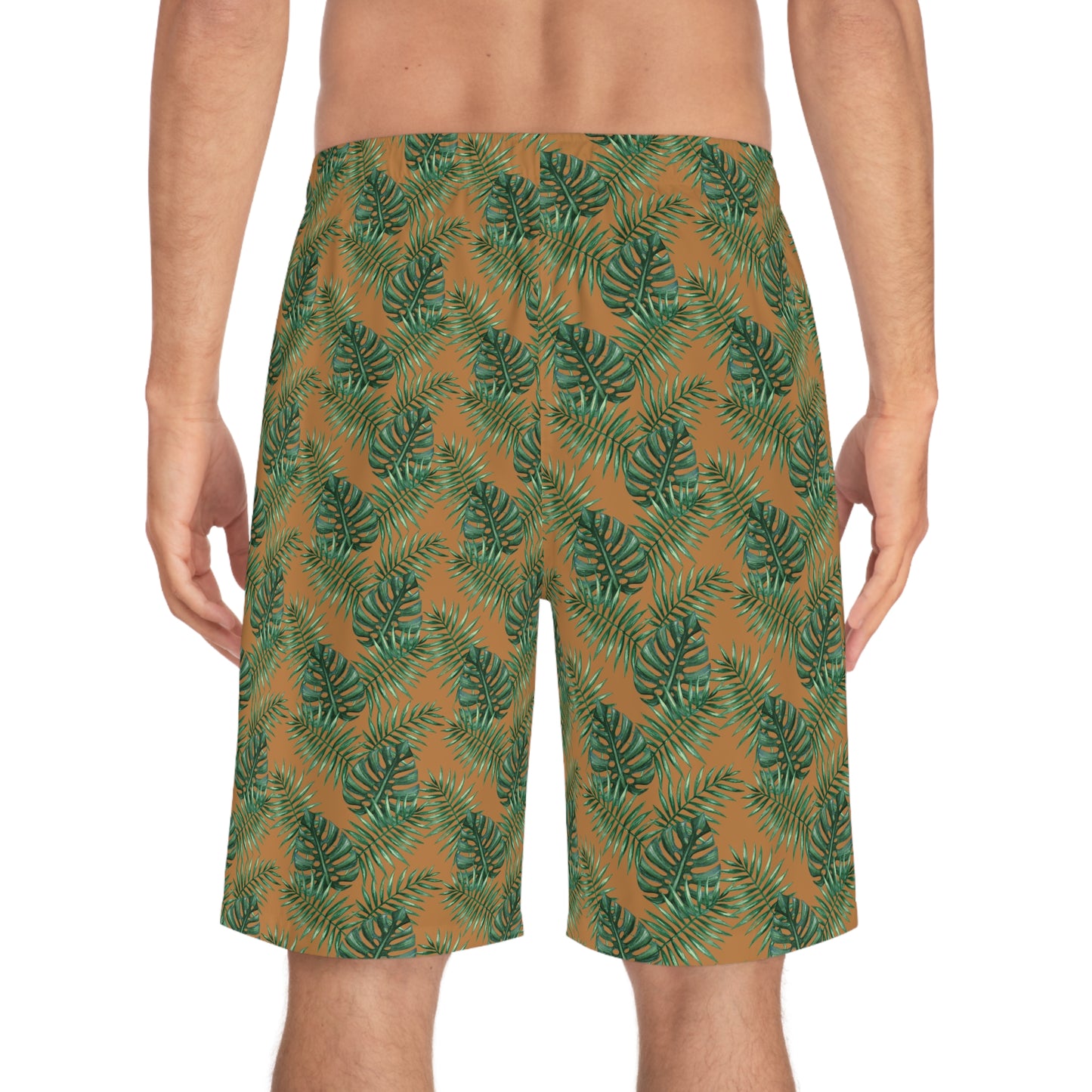 Brown Tropical Bliss Men's Board Shorts (AOP)- (PY)