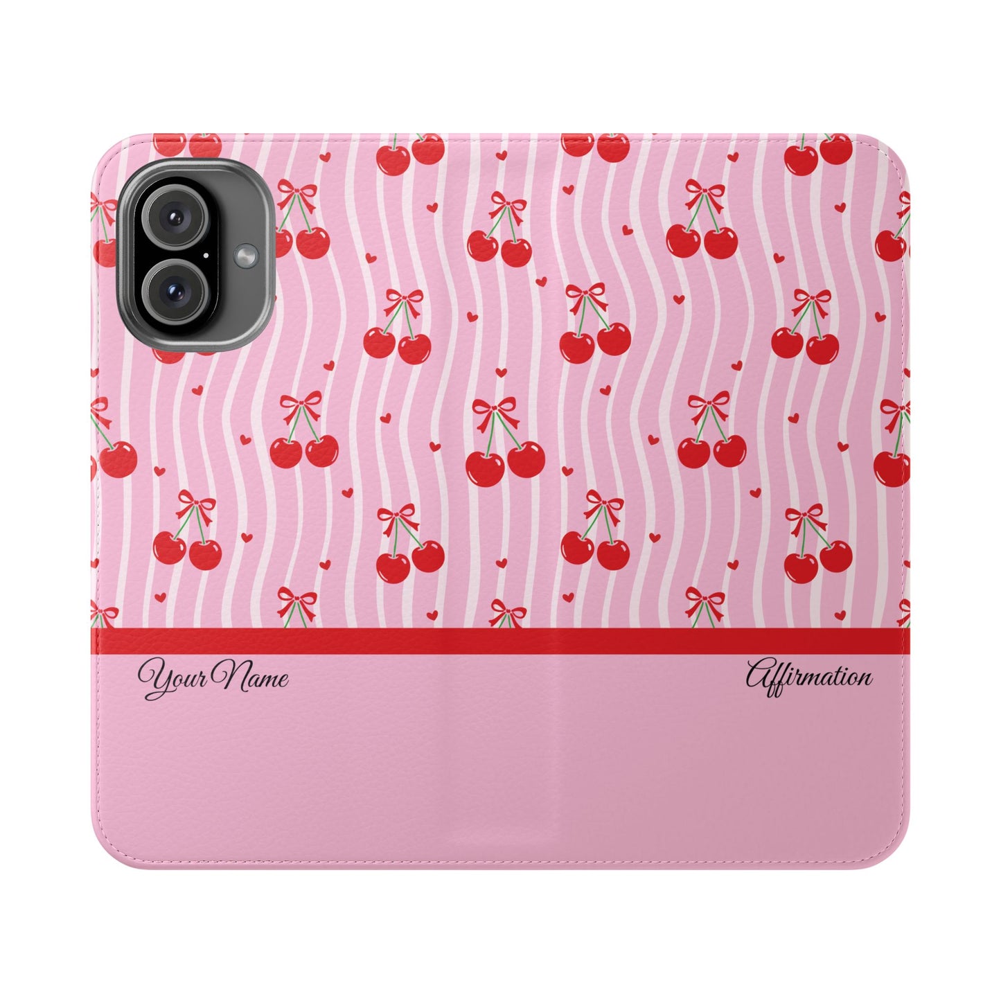 Personalized Cherry Blossom Dreams Flip iPhone and Samsung Cases — Wallet Folio with Name & Affirmation.