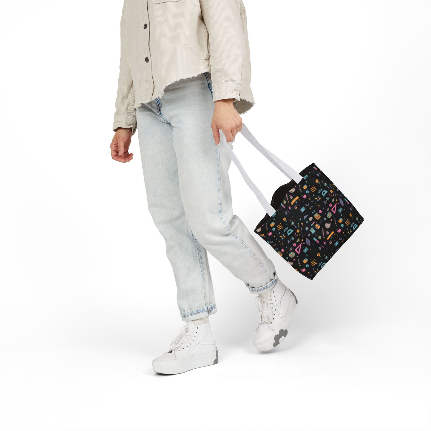 Personalized Chalkboard Chic Composition Book Inspired Canvas Tote Bag with Colorful Straps, Cute School Bag, Eco-Friendly Tote, Back to School Shopping Bag, Teacher Gift Idea