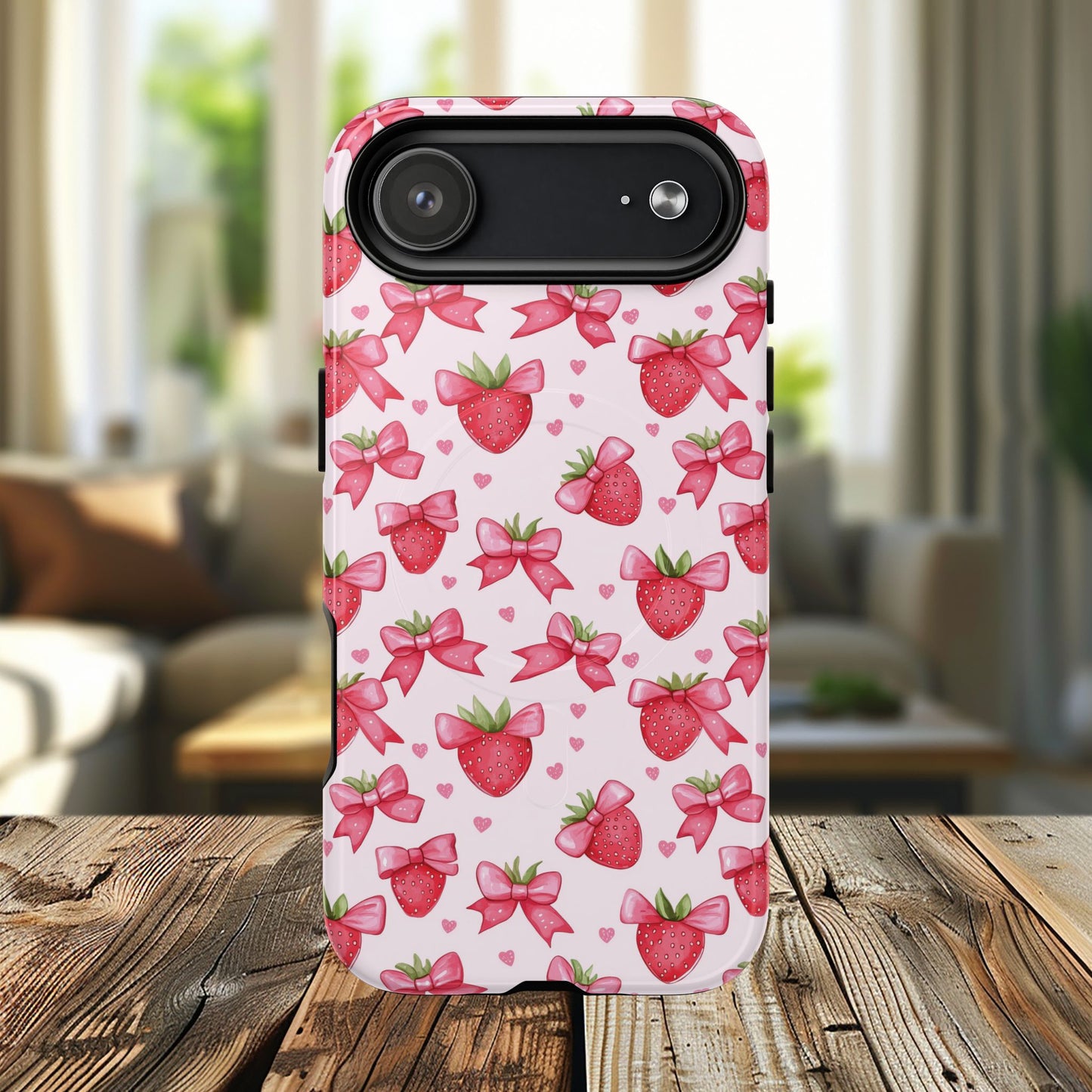 Strawberry Coquette Sweetheart Magnetic iPhone Case, Cute iPhone Cover, Gift for Her, Floral Tech Accessory, Stylish Protection, Mother's Day Gift