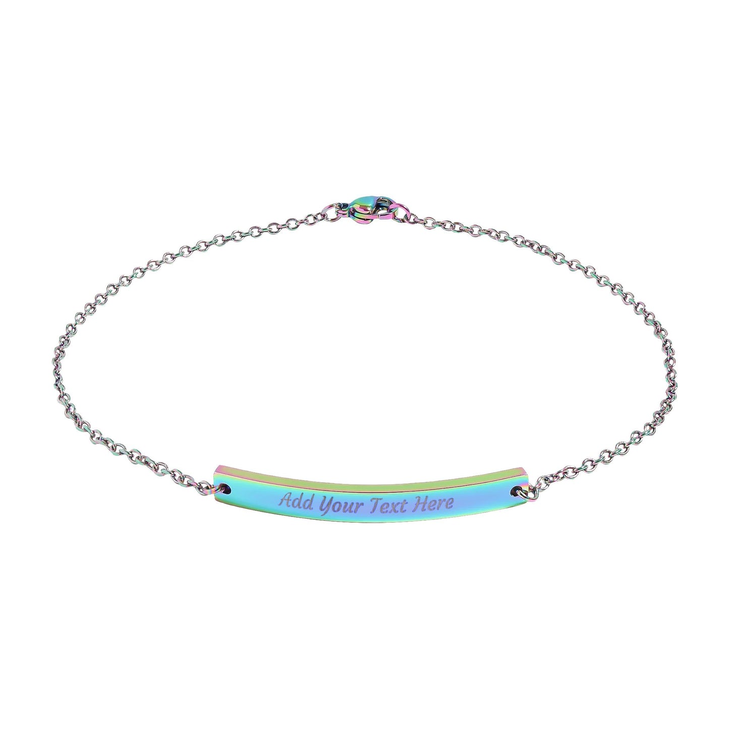 Engravable Curved Bar Anklet — Personalized Minimalist Gold & Black Anklet