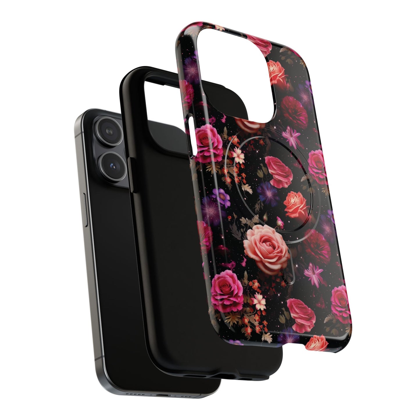 Starry Rose Garden Tough Magnetic Phone Case, Stylish Phone Cover, Gift for Her, Elegant Floral Design, Durable Phone Accessories