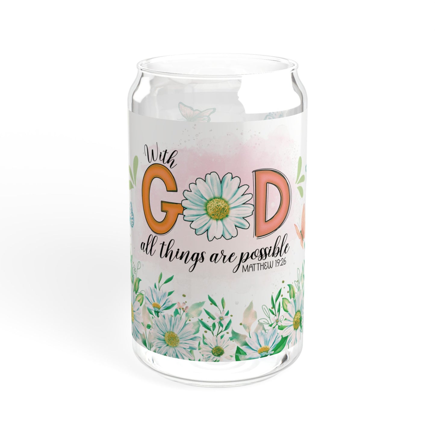 With God All Things Are Possible Sipper Glass, 16oz