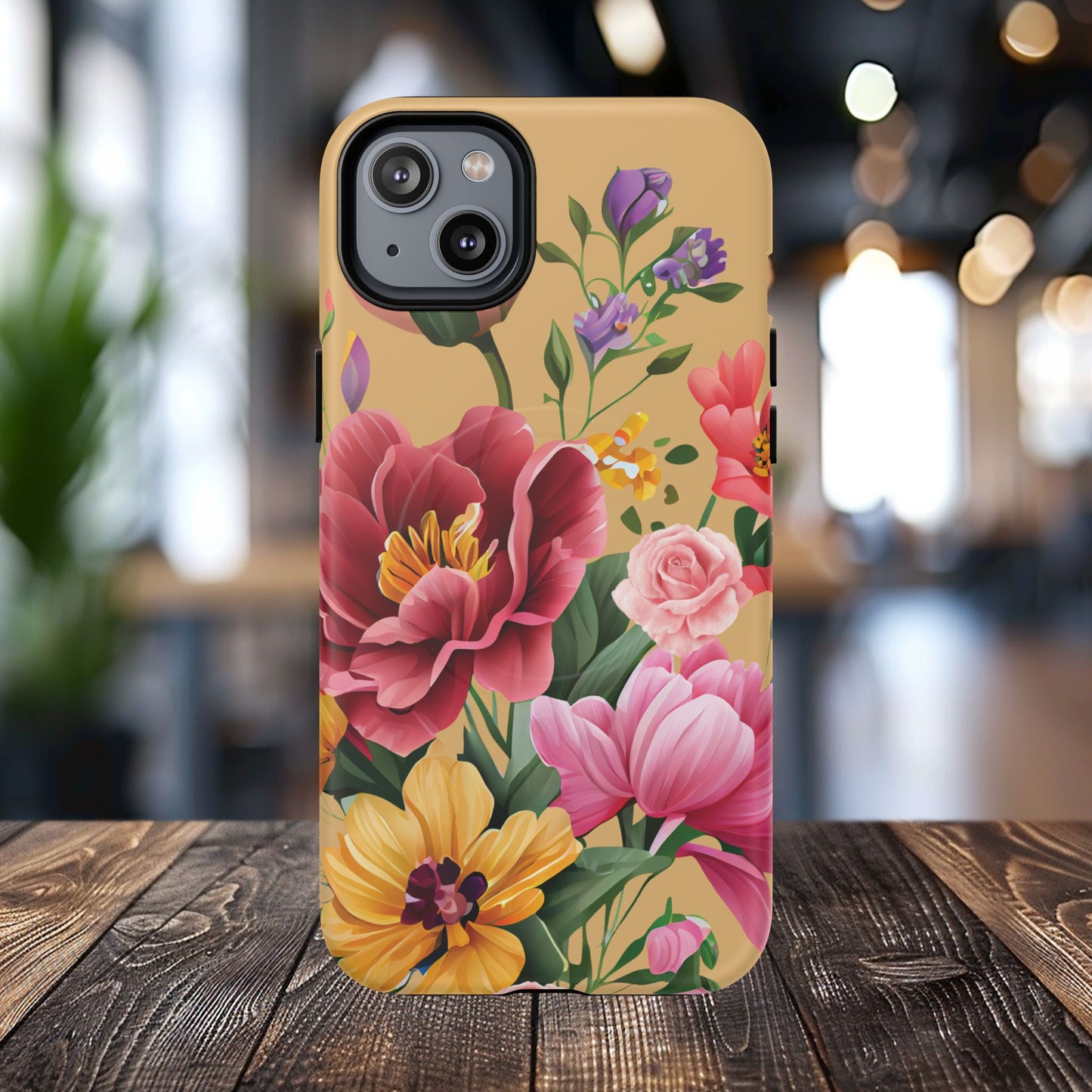 Sunset Botanica Tough iPhone Magnetic Case, Gifts for Her, MagSafe® iPhone® Tough Case, iPhone 13, 14, iPhone 15, iPhone 16, 17, Pro, Pro Max, Plus.