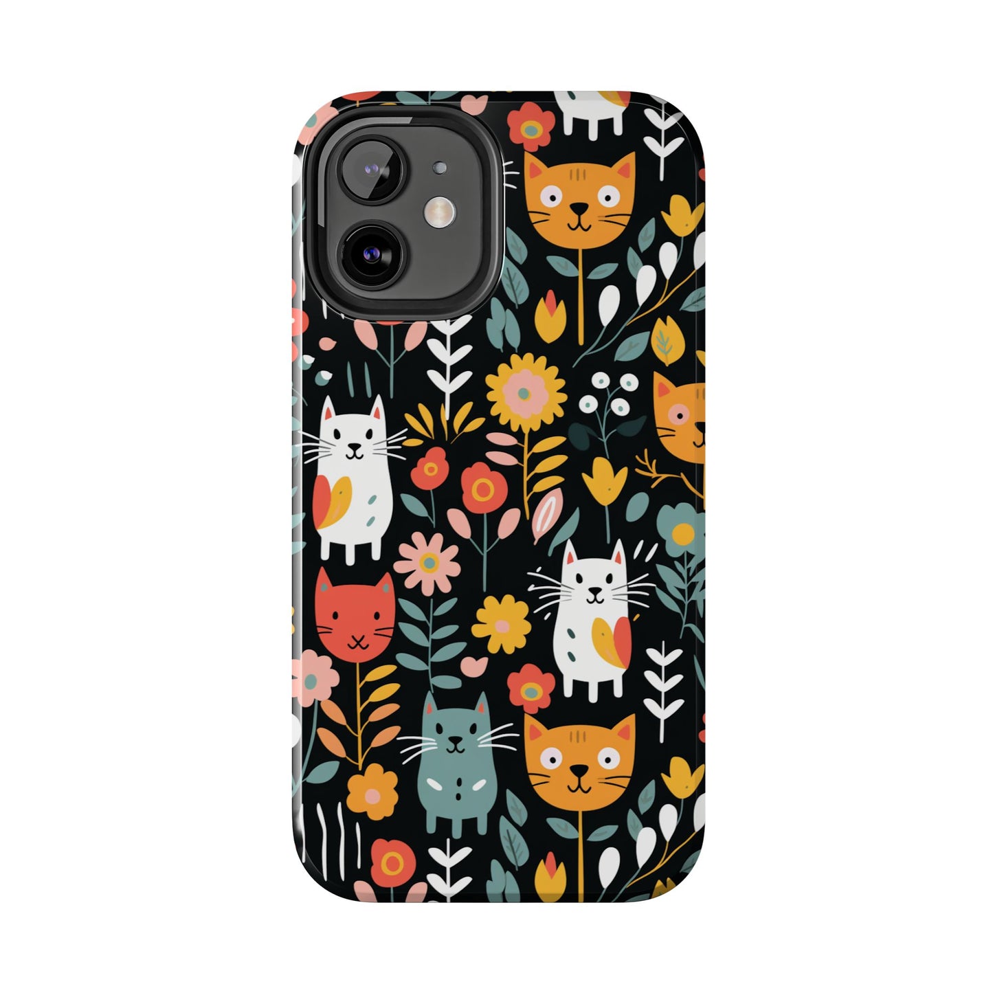 Whimsical Feline Garden iPhone and Samsung Tough Phone Cases