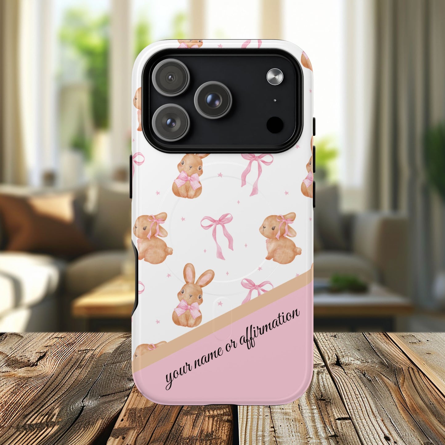 Personalized Bunny iPhone Case - Cute Animal Design, Tough MagSafe® Magnetic Case, Easter Gift, Spring Aesthetic, Kids Accessories