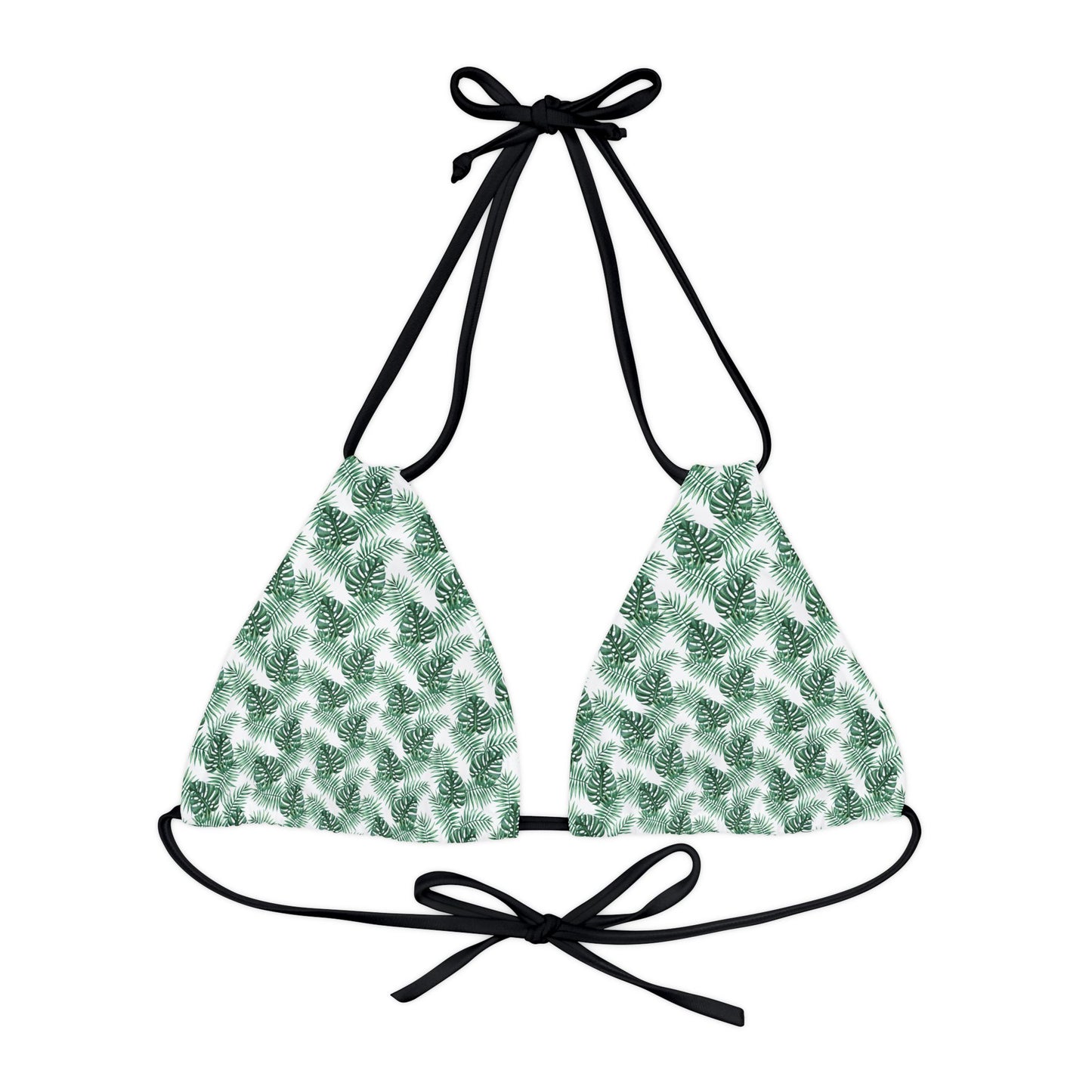 White Tropical Bliss Strappy Triangle Bikini Top (AOP)- (PY)