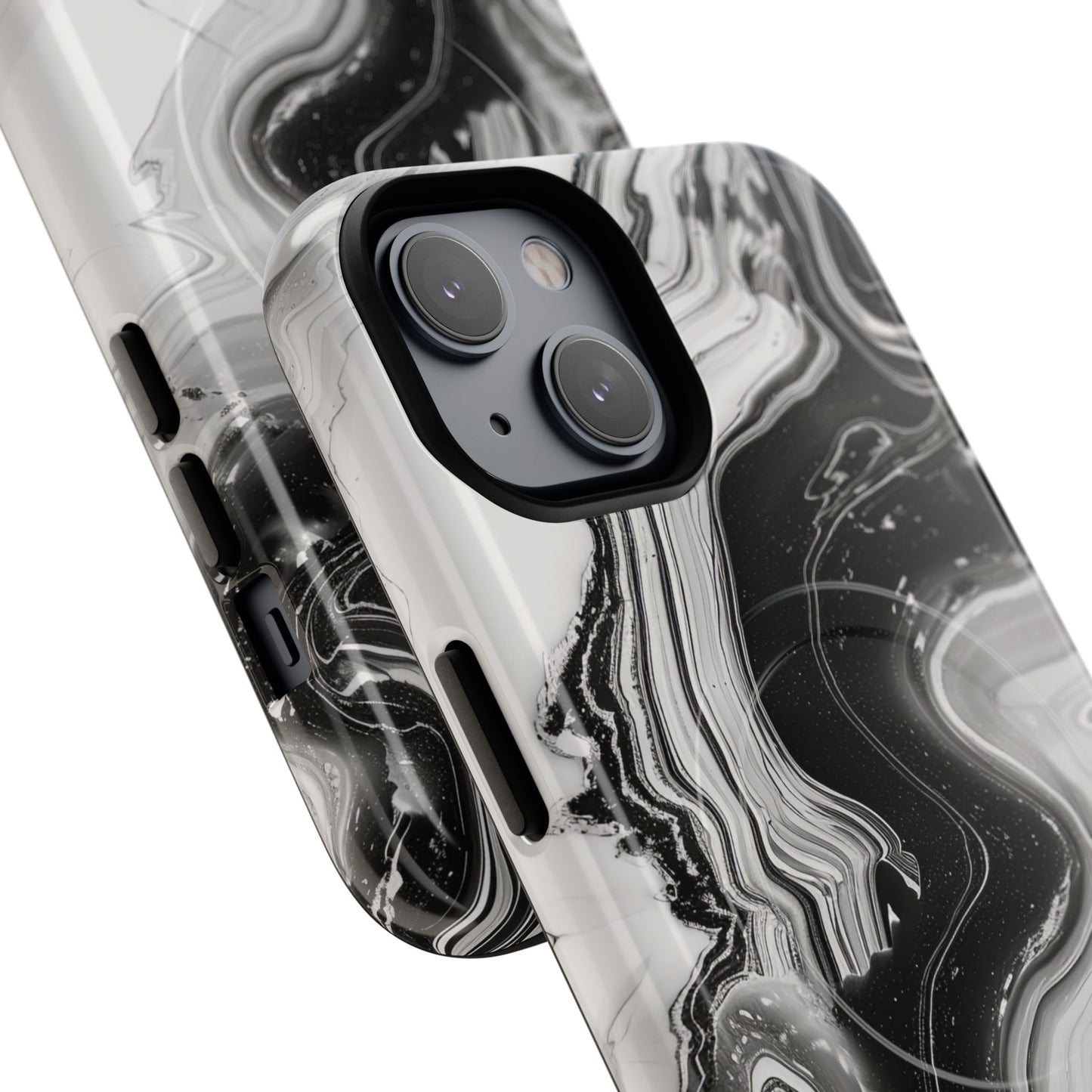 Black Marble Magnetic iPhone Case for Tough Protection, Stylish iPhone Mobile Accessory, Fashionable Gift, Unique Marble iPhone Design, Durable Smartphone Cover