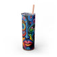 Psychedelic Visions Skinny Tumbler with Straw, 20oz