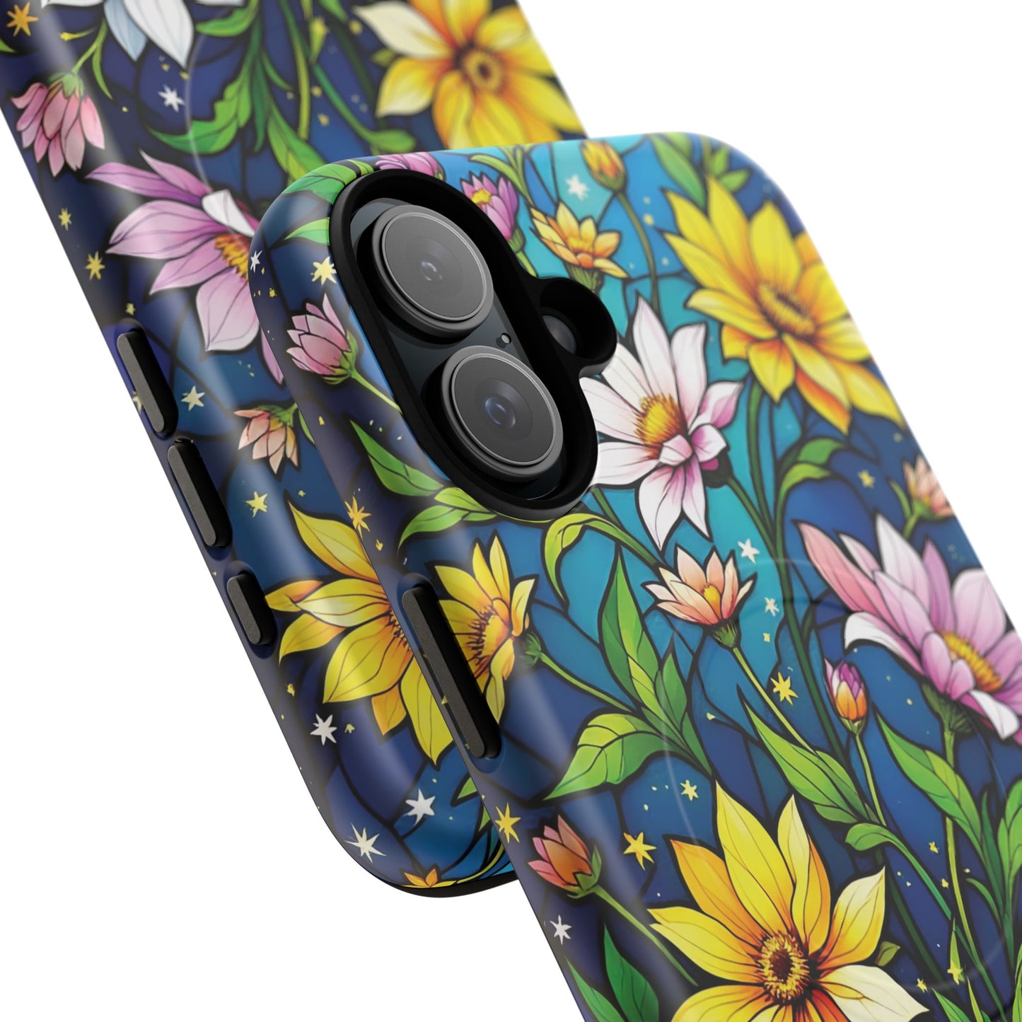 Flower Garden Stained Glass Phone Case, Tough Magnetic Cases, Floral Phone Cover, Durable Phone Accessories, Spring Gift, Birthday Present