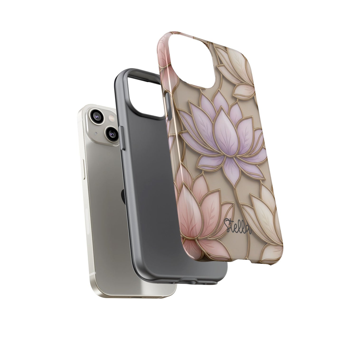 Personalized Lotus Floral Stained Glass Effect Tough Phone Case